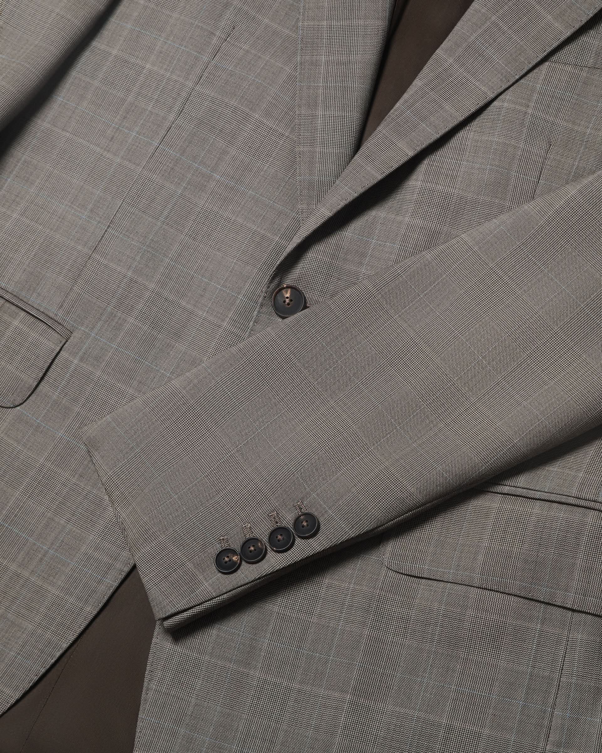 Stanmore Wool Neutral Check Suit Jacket