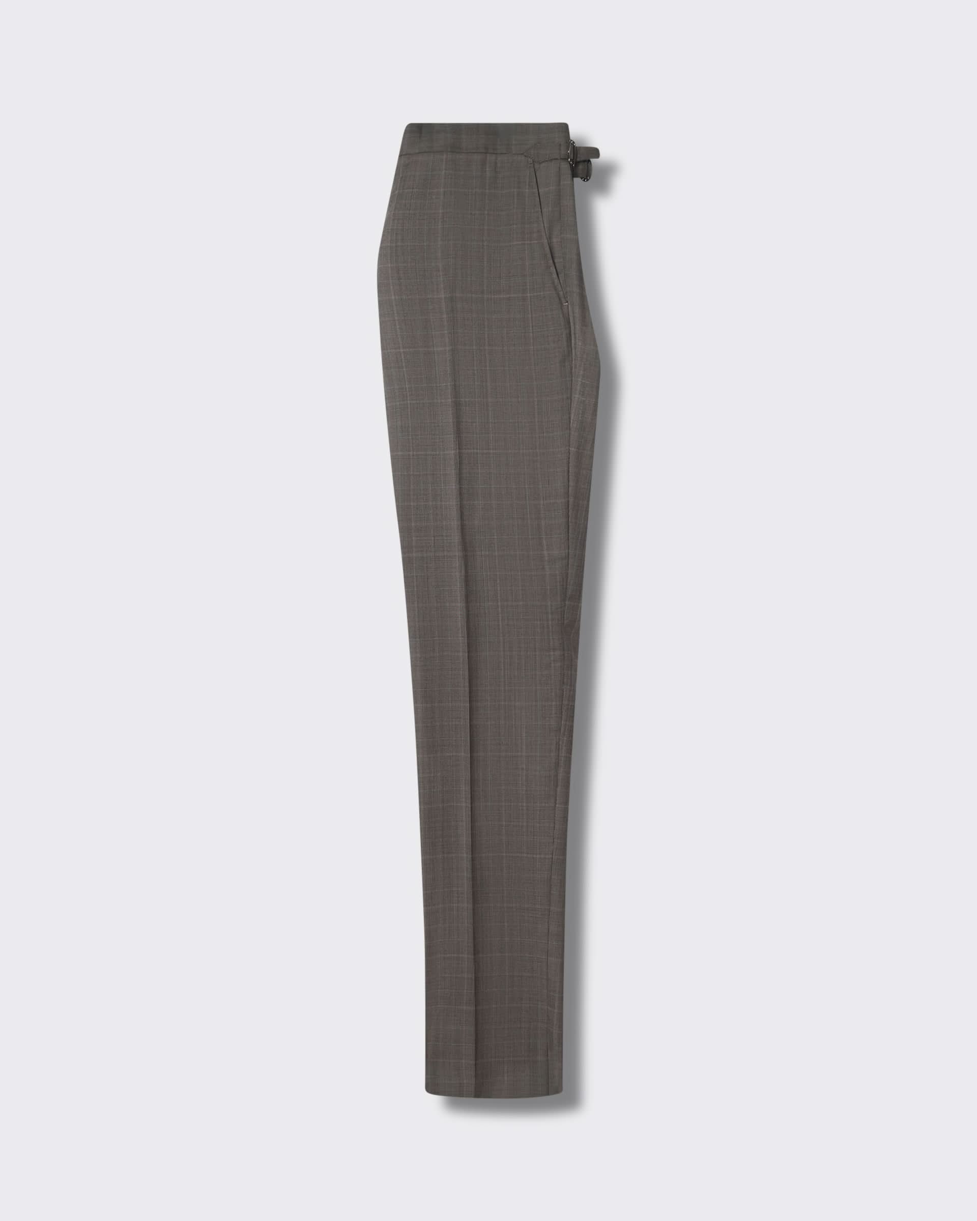 Stanmore Wool Neutral Check Suit Trousers