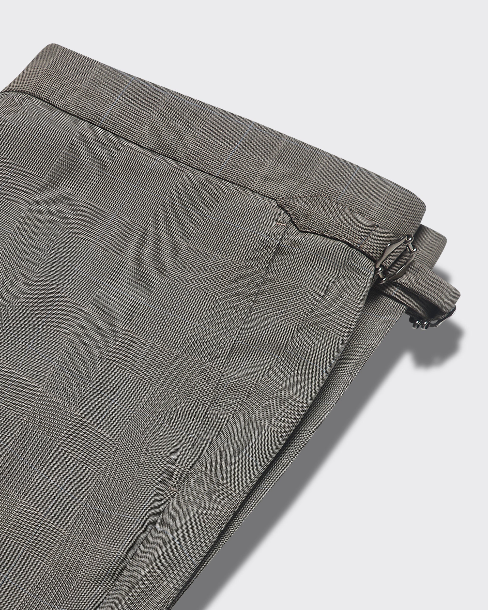 Stanmore Wool Neutral Check Suit Trousers
