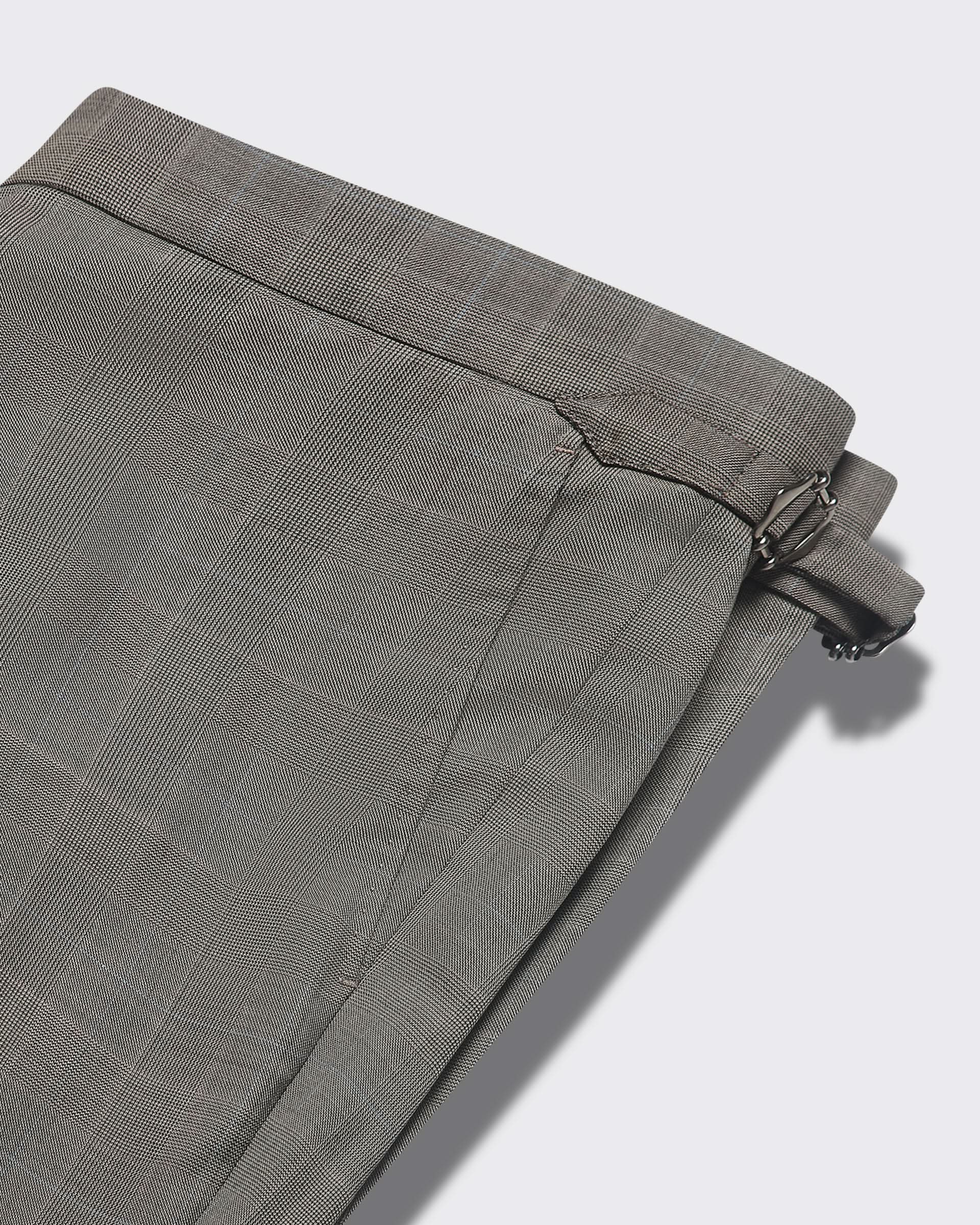 Stanmore Wool Neutral Check Suit Trousers