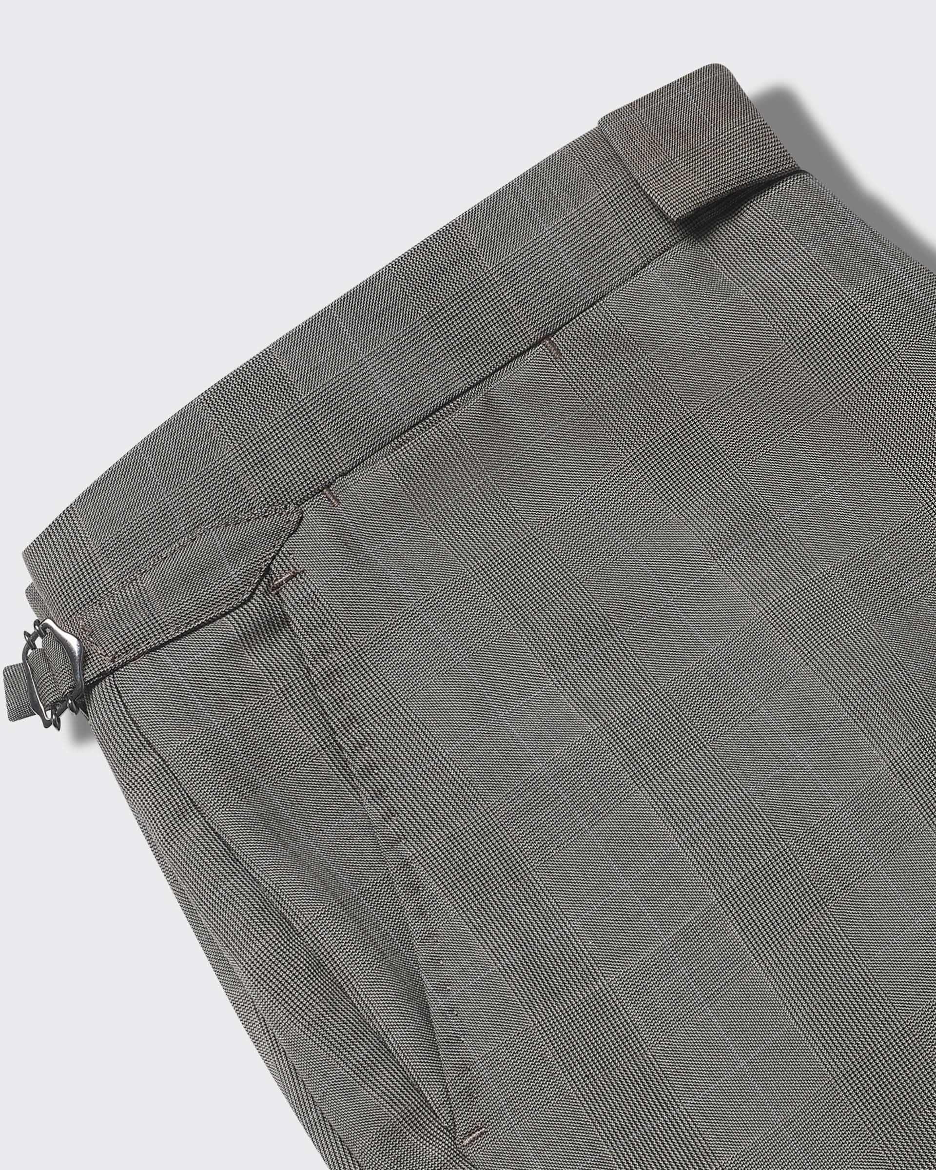Stanmore Wool Neutral Check Suit Trousers