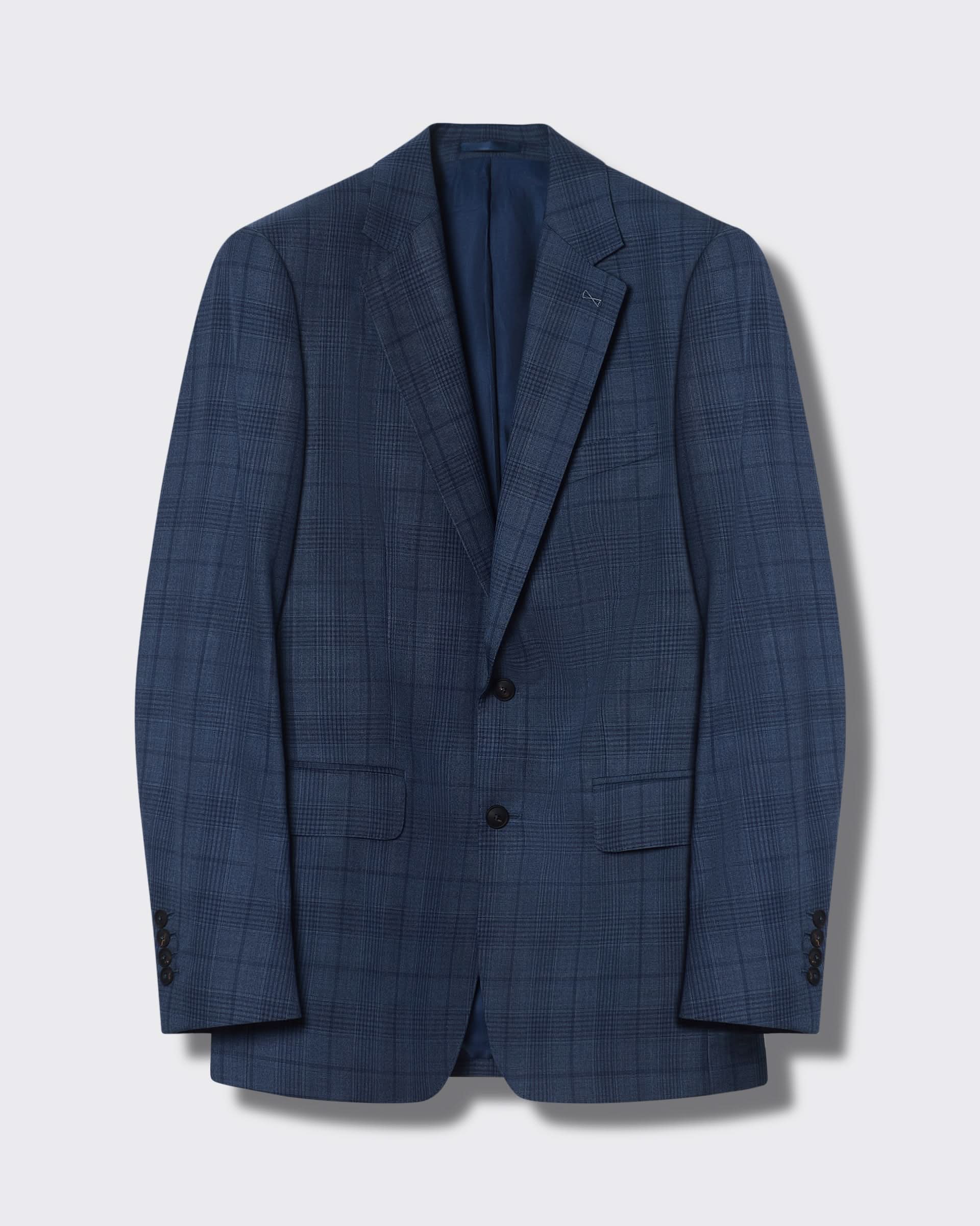 Inverness Wool Check Suit Jacket Light Blue