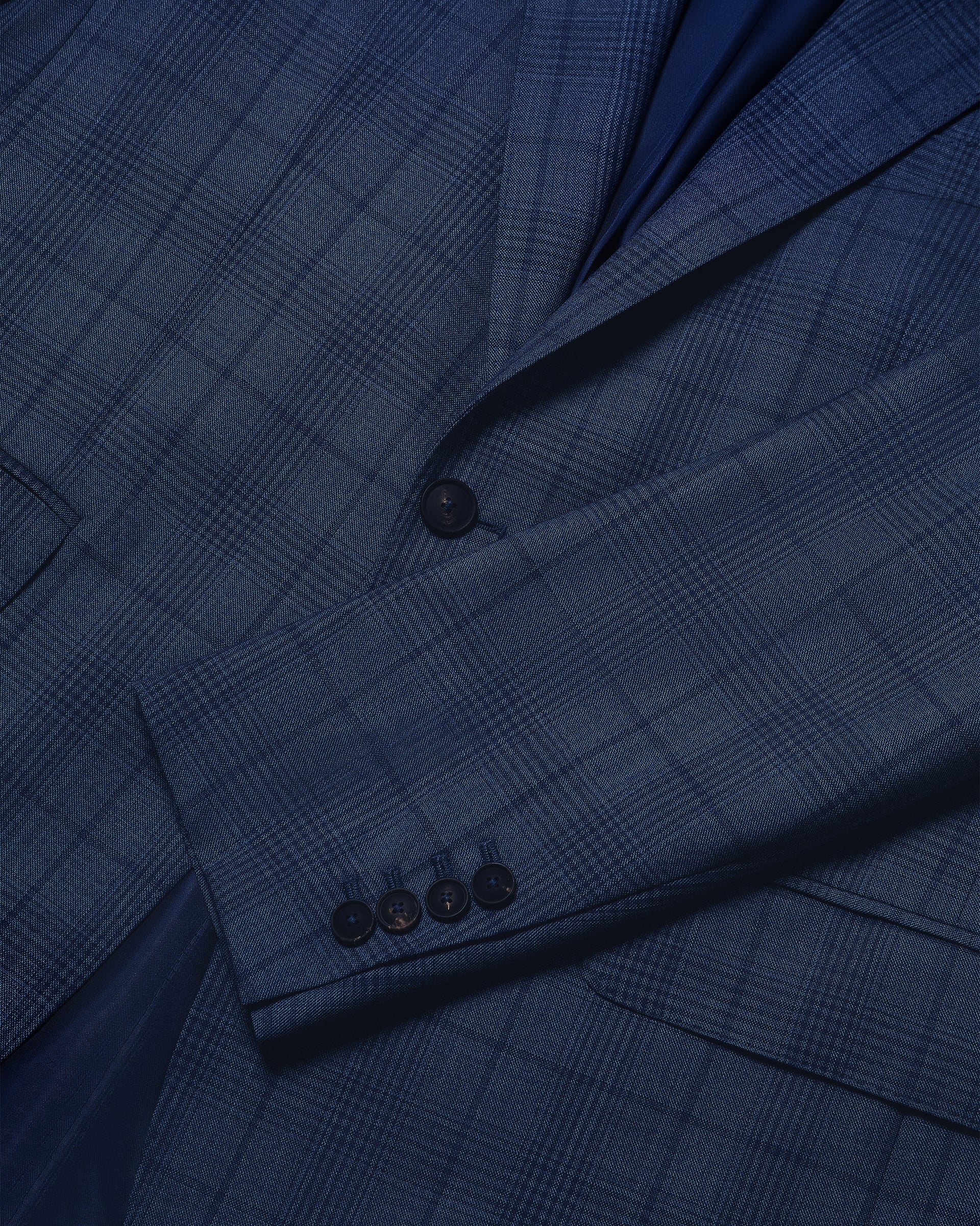 Inverness Wool Check Suit Jacket Light Blue