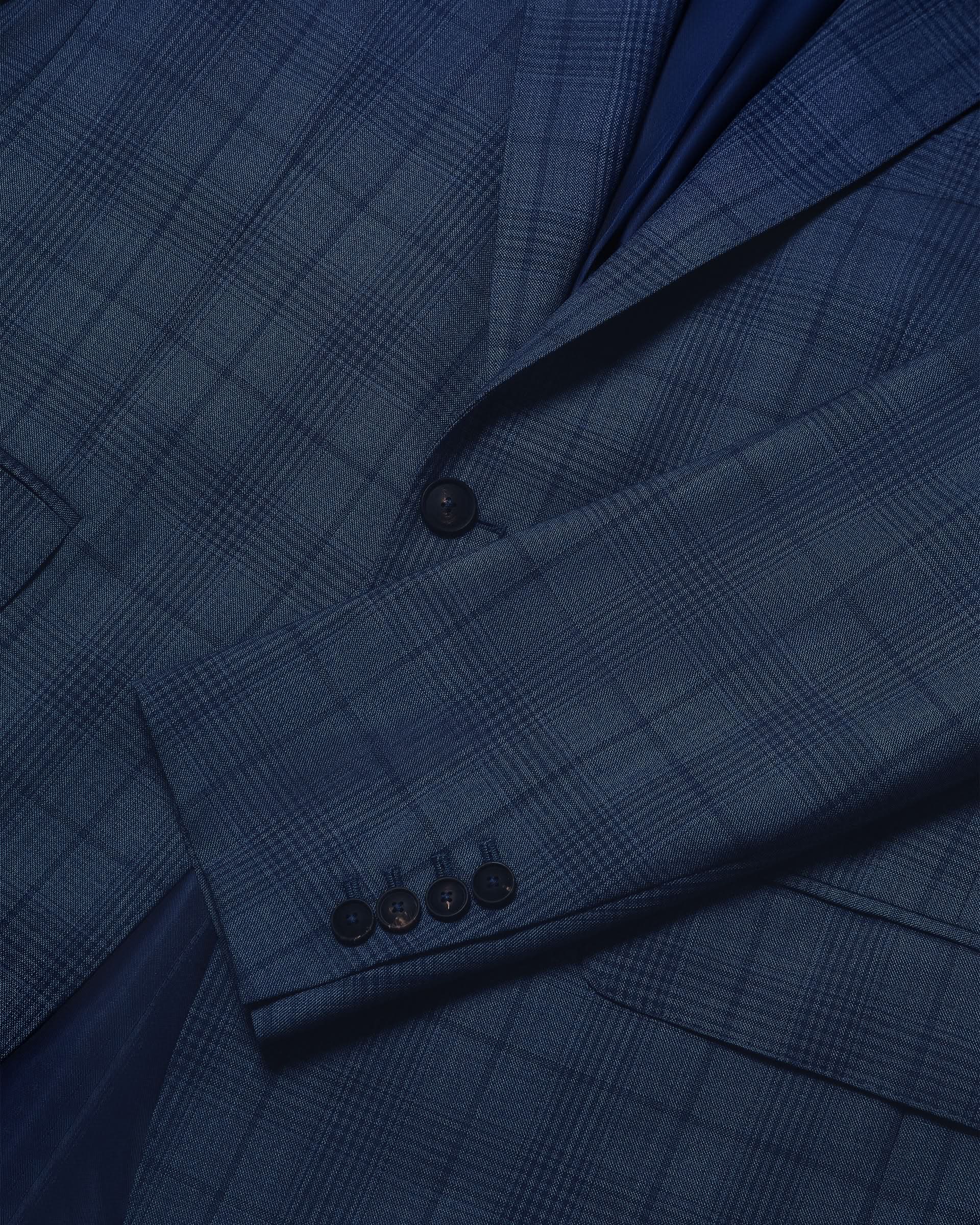 Inverness Wool Check Suit Jacket Light Blue