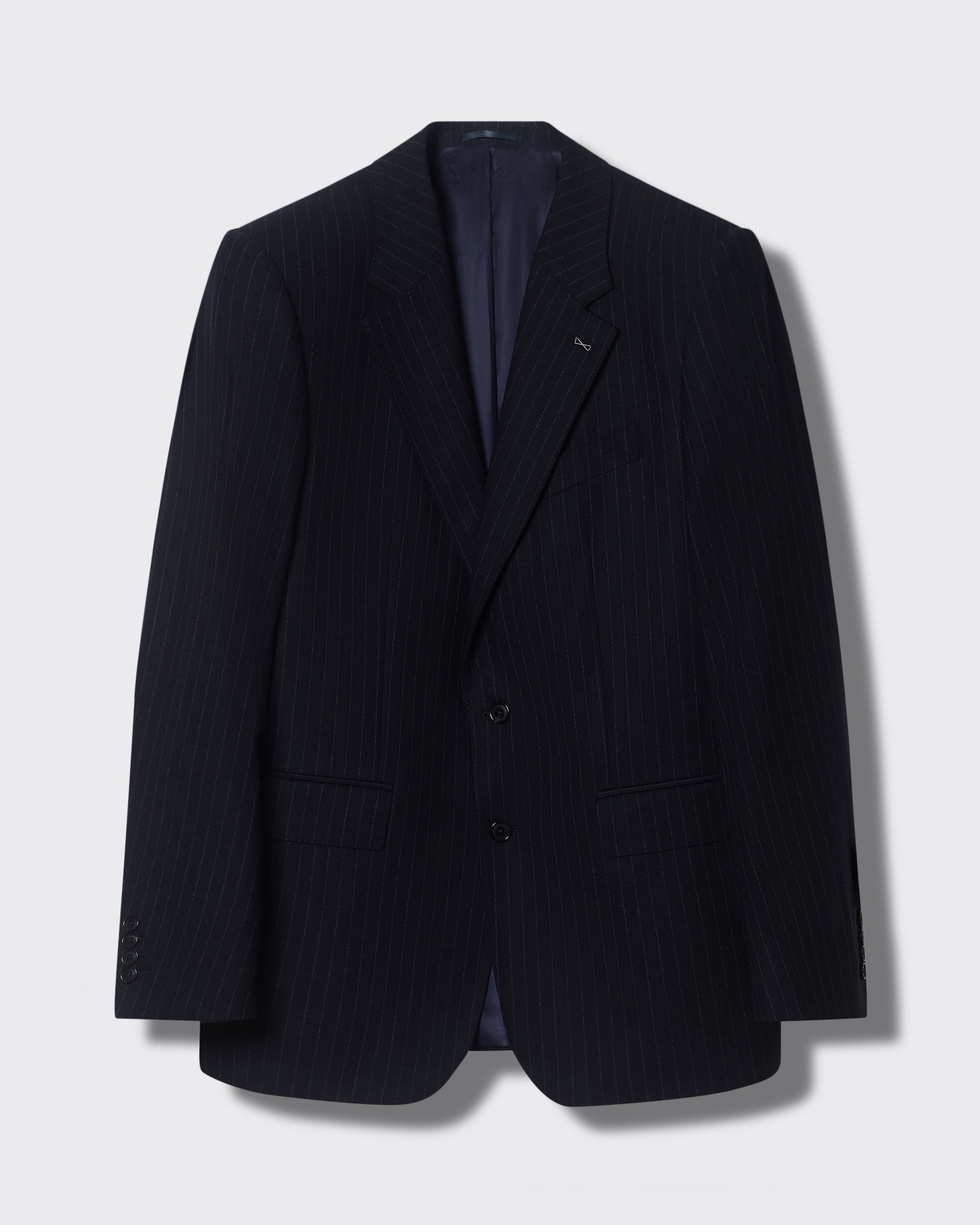 Harvey Pinstripe Wool Suit Jacket Navy