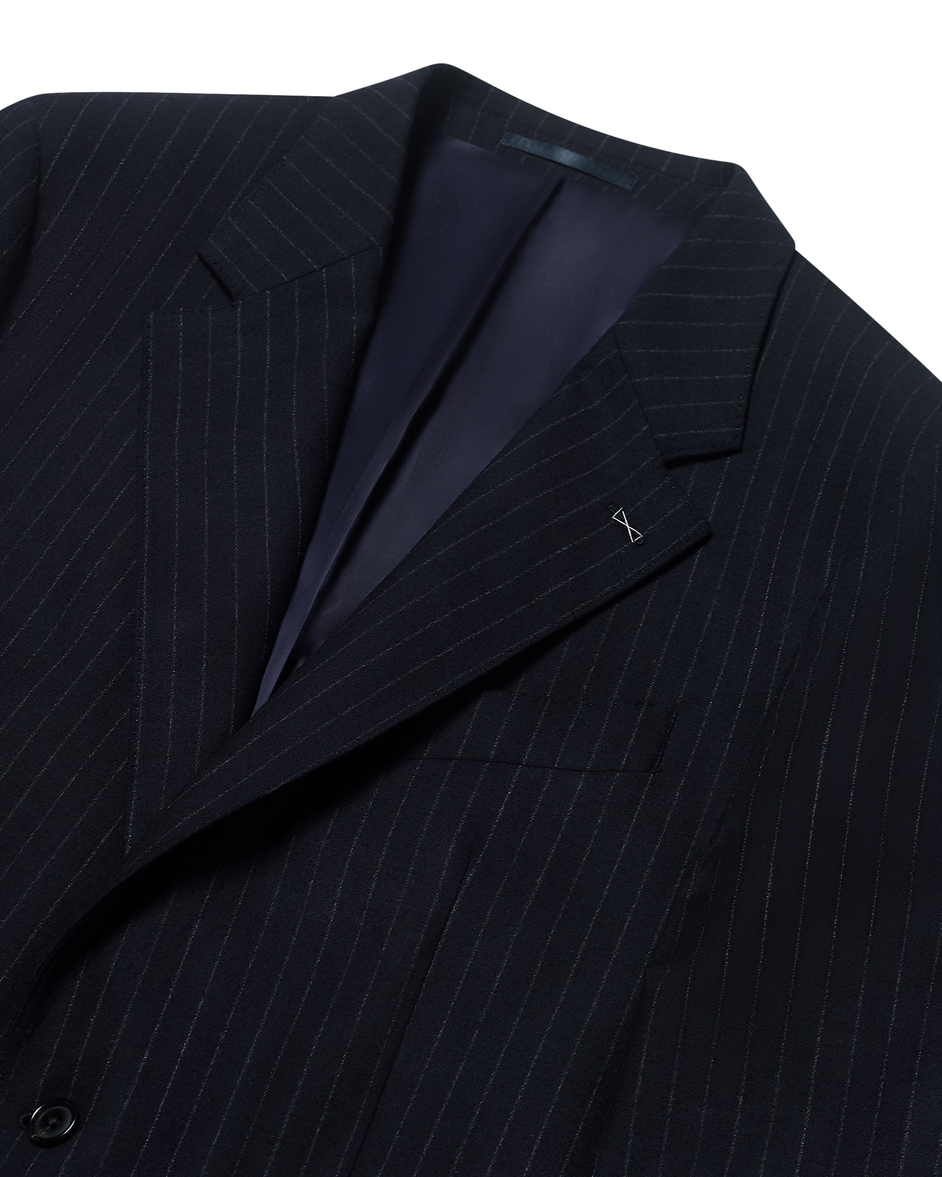 Harvey Pinstripe Wool Suit Jacket Navy