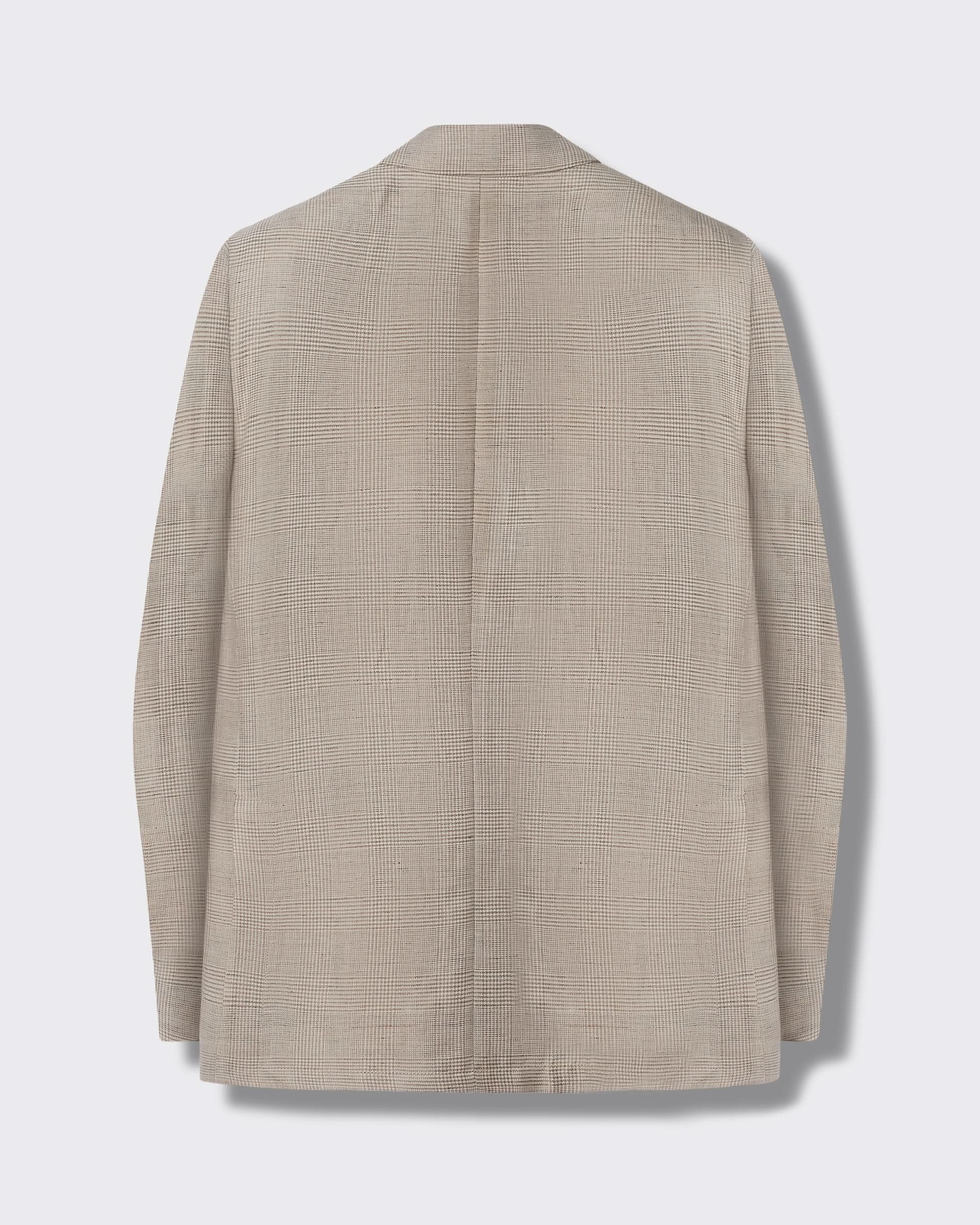 Hadley Wool & Linen Check Double Breasted Blazer Neutral Check