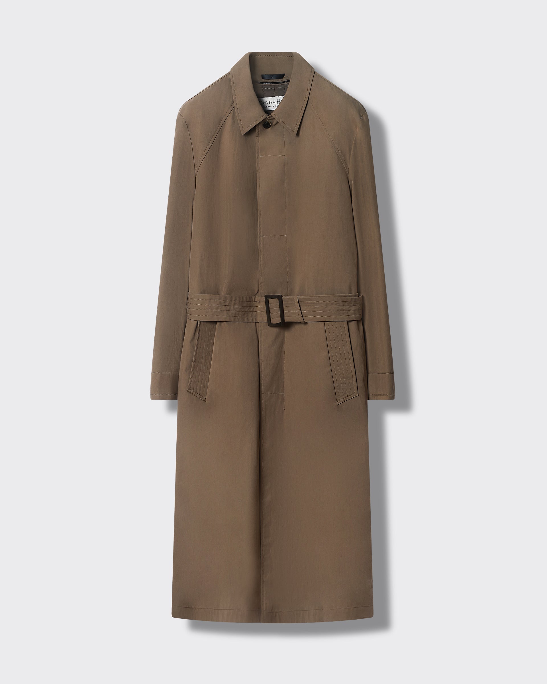 Hemery Long Trench Raglan Coat Khaki