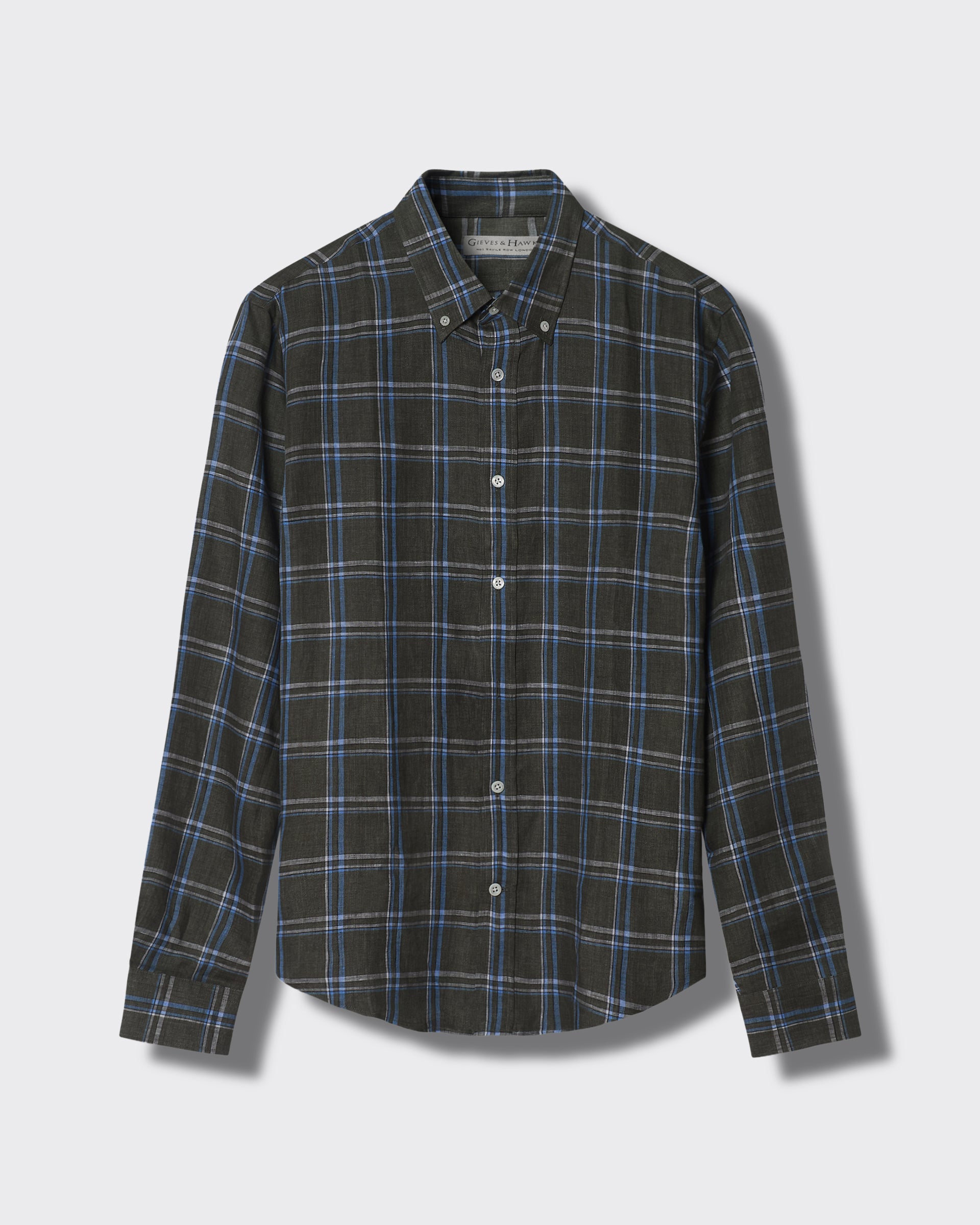 Blake Button Down Linen Shirt Olive