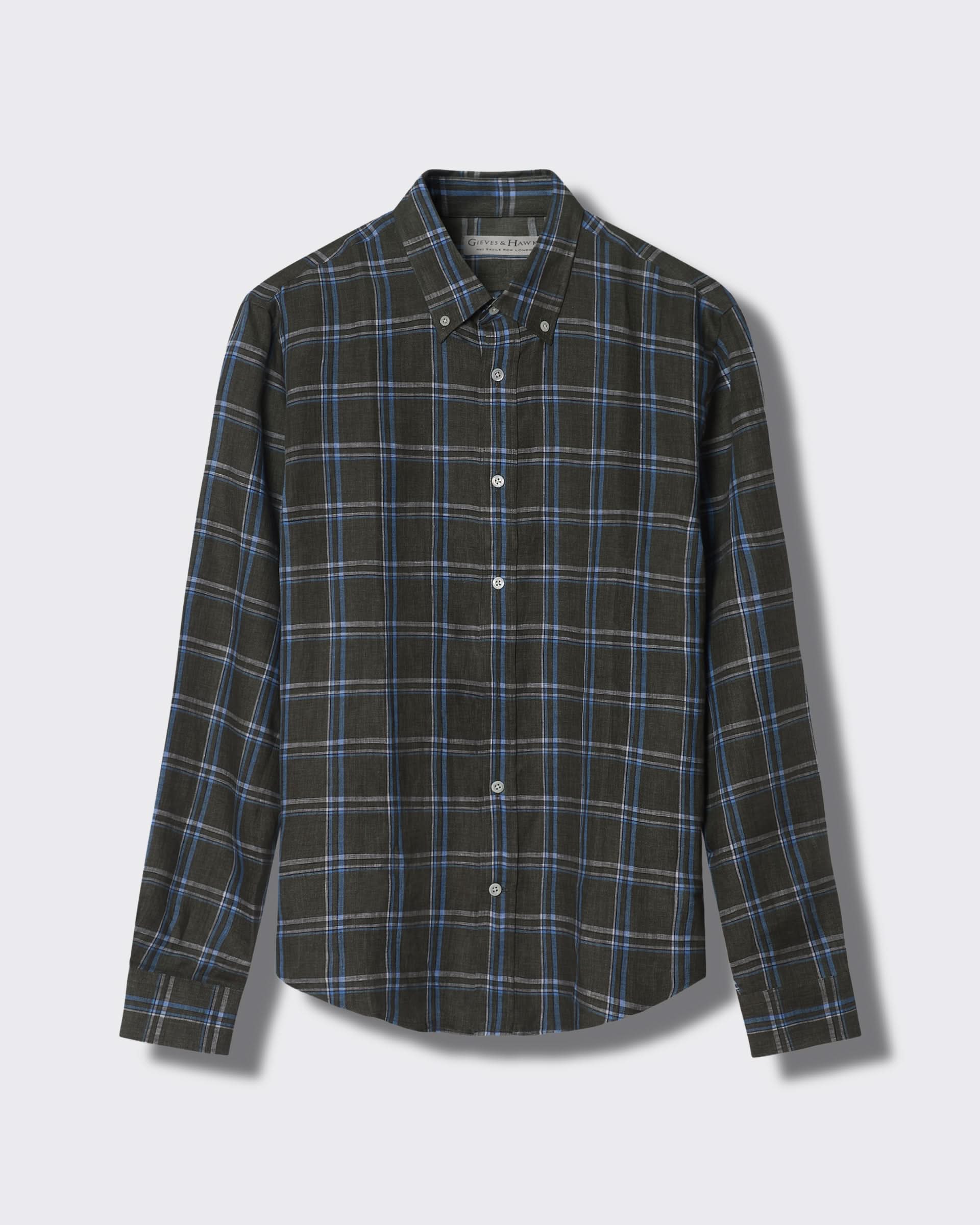 Blake Button Down Linen Shirt Olive