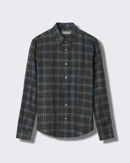 Blake Button Down Linen Shirt Olive