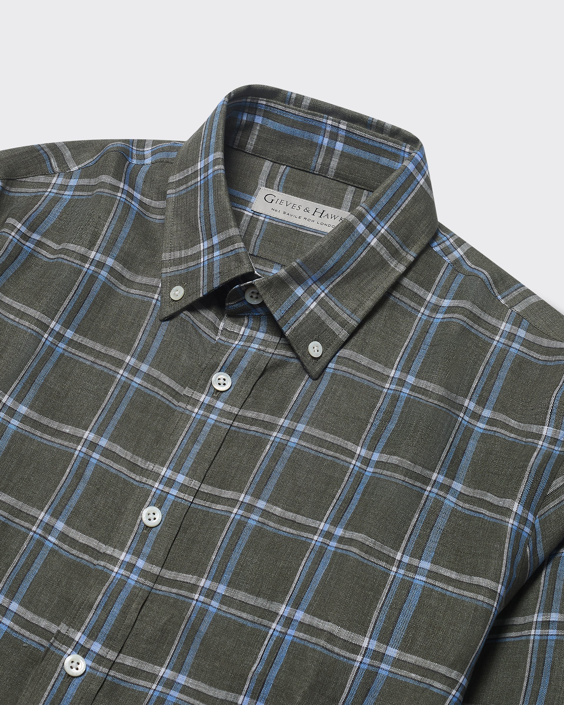 Blake Button Down Linen Shirt Olive