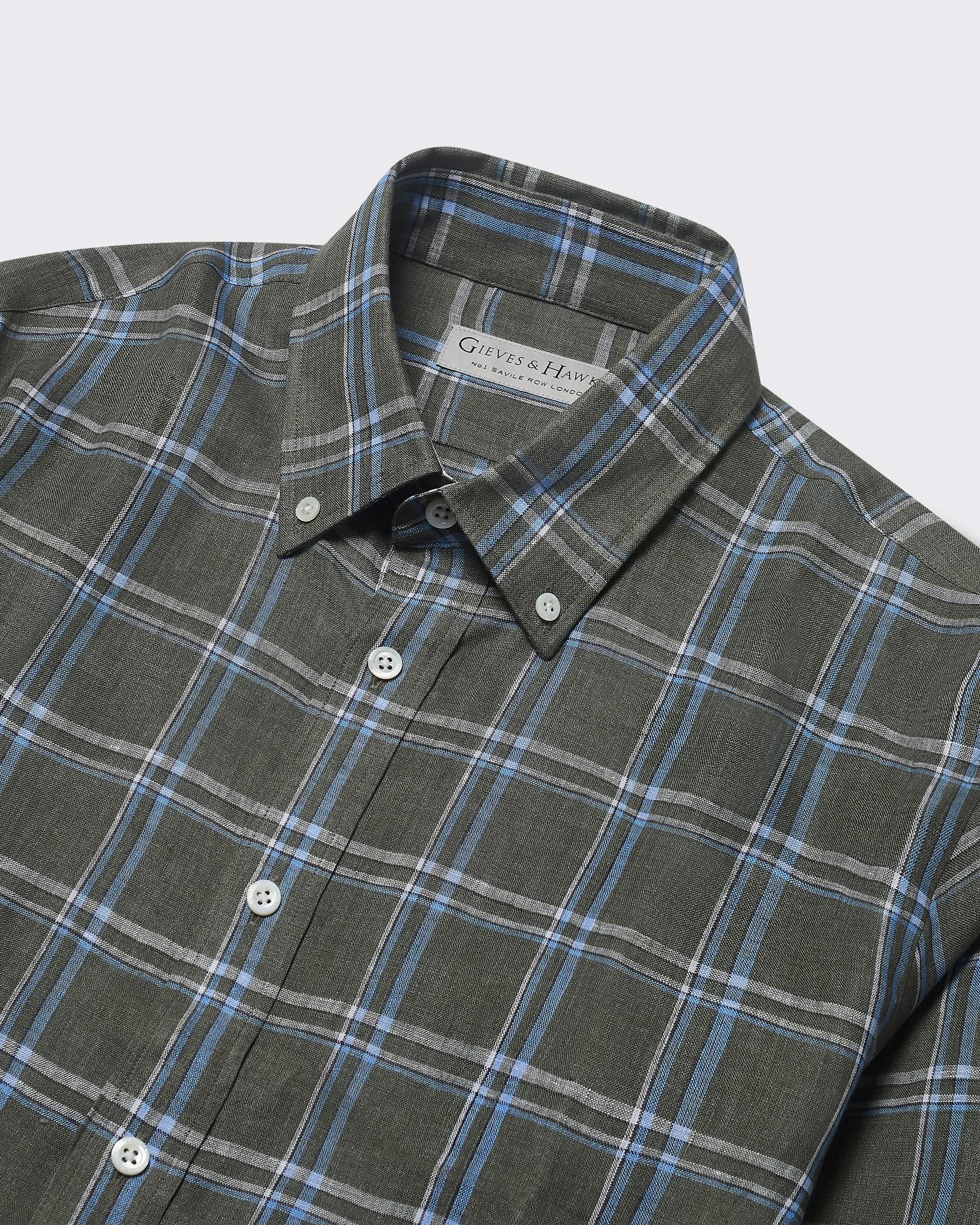 Blake Button Down Linen Shirt Olive