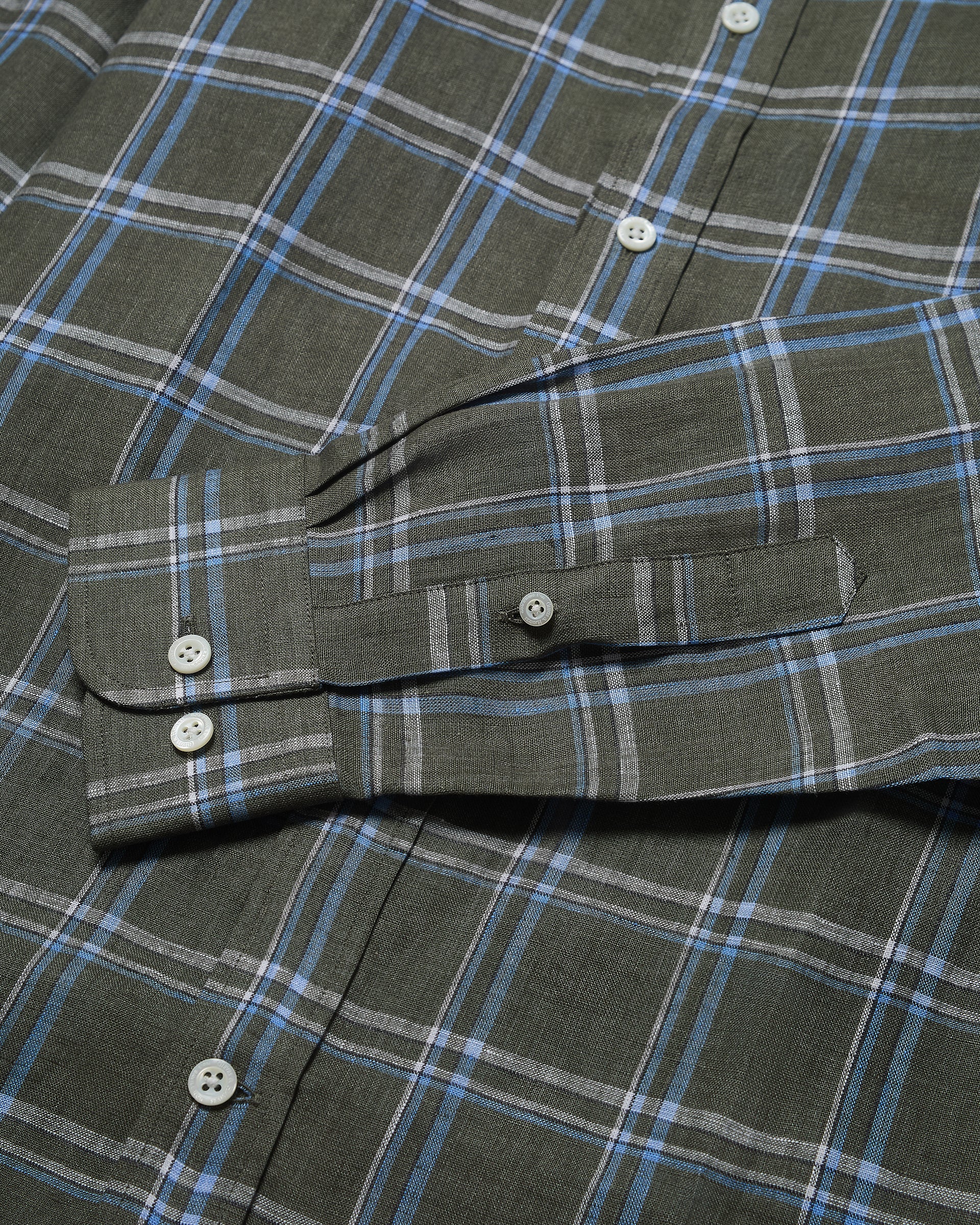 Blake Button Down Linen Shirt Olive