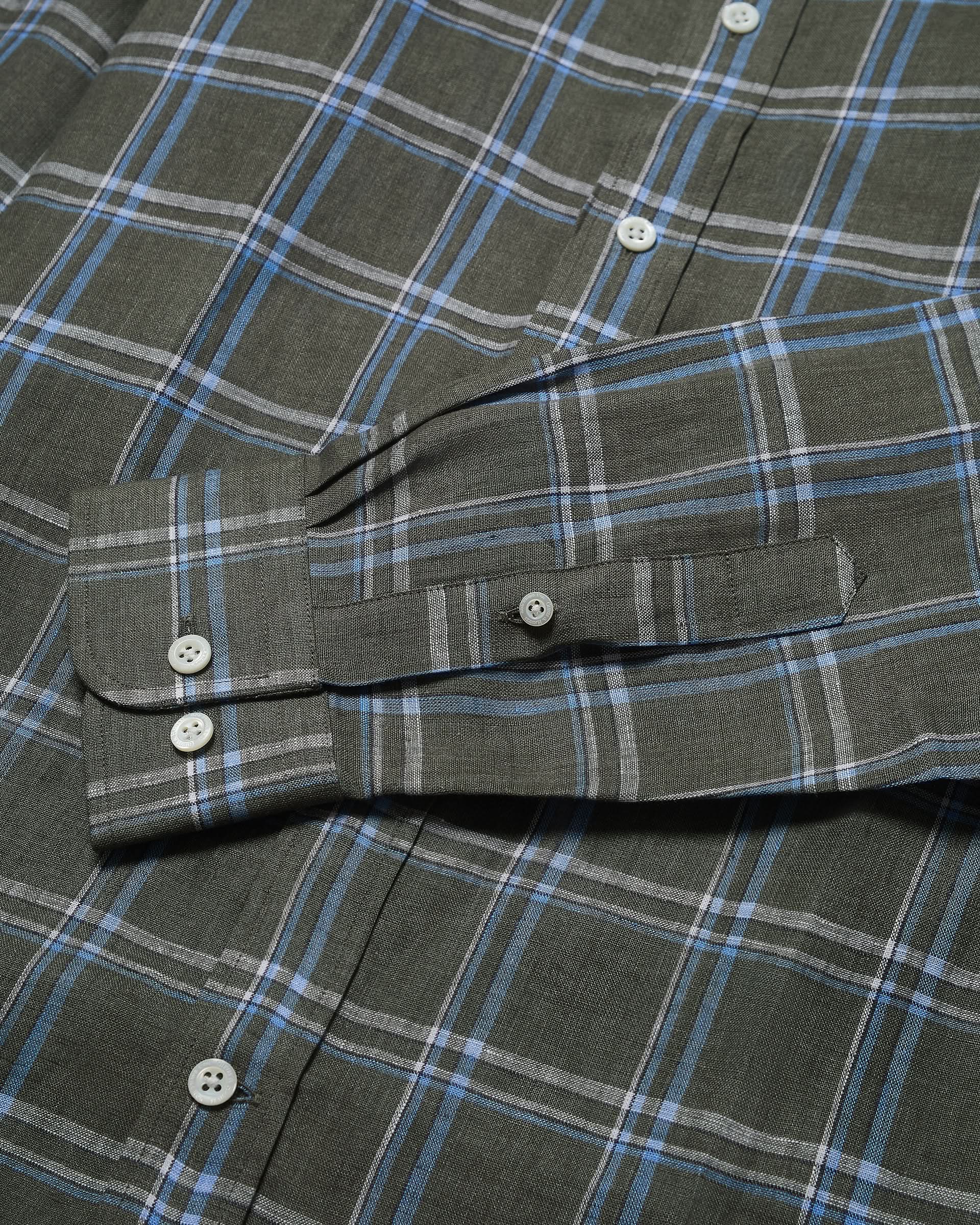 Blake Button Down Linen Shirt Olive