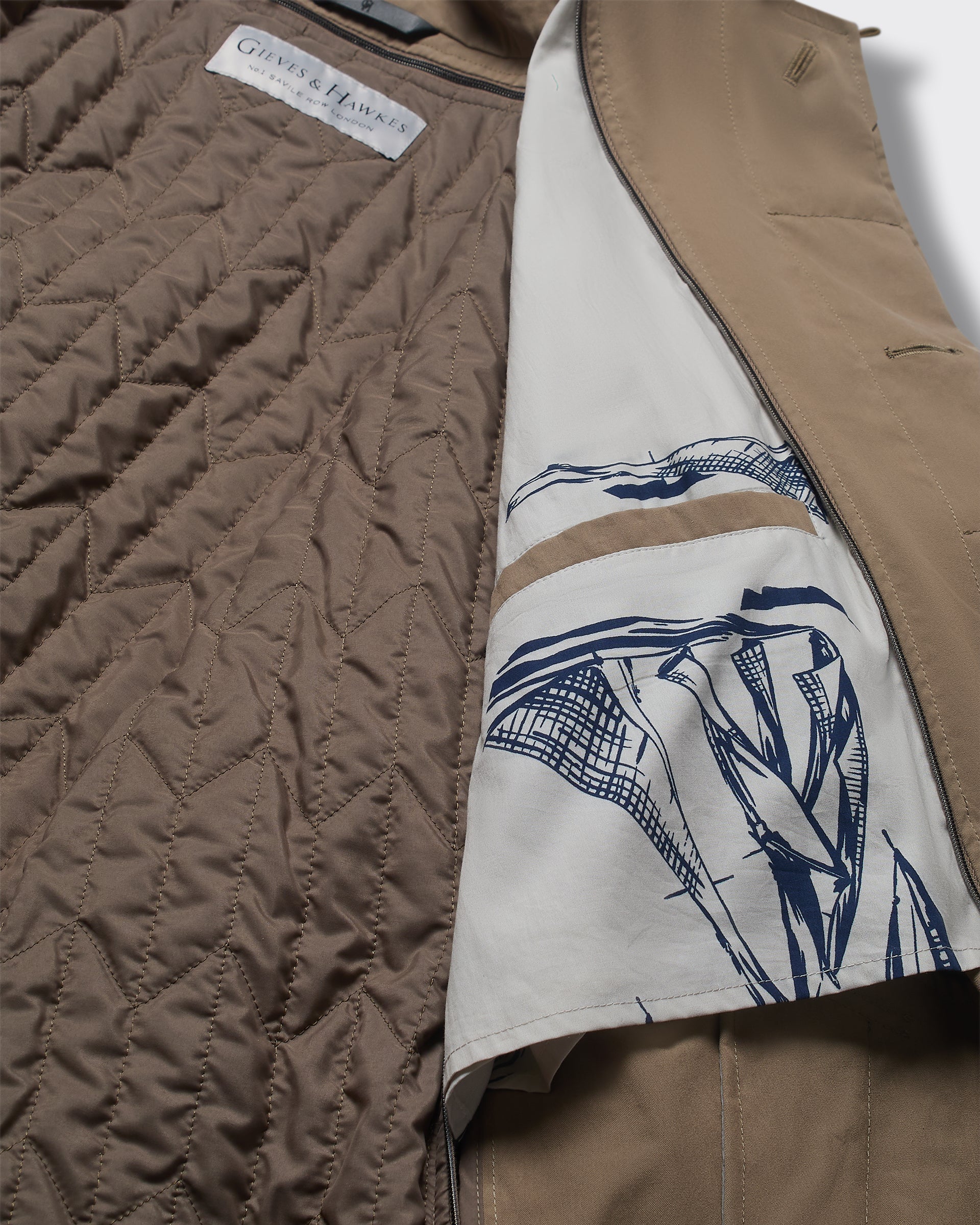 Hemery Long Trench Raglan Coat Khaki