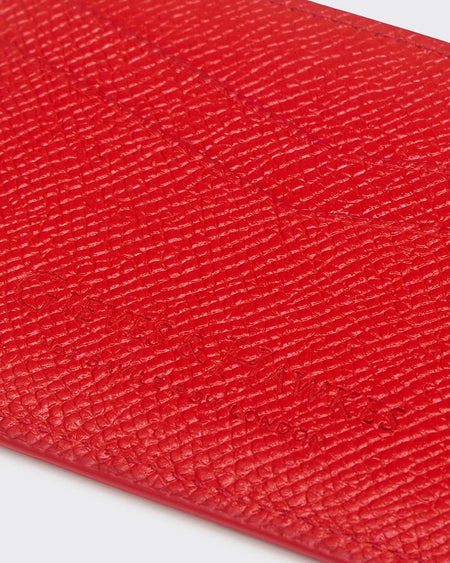 Leather Saffiano Leather Card Case Red