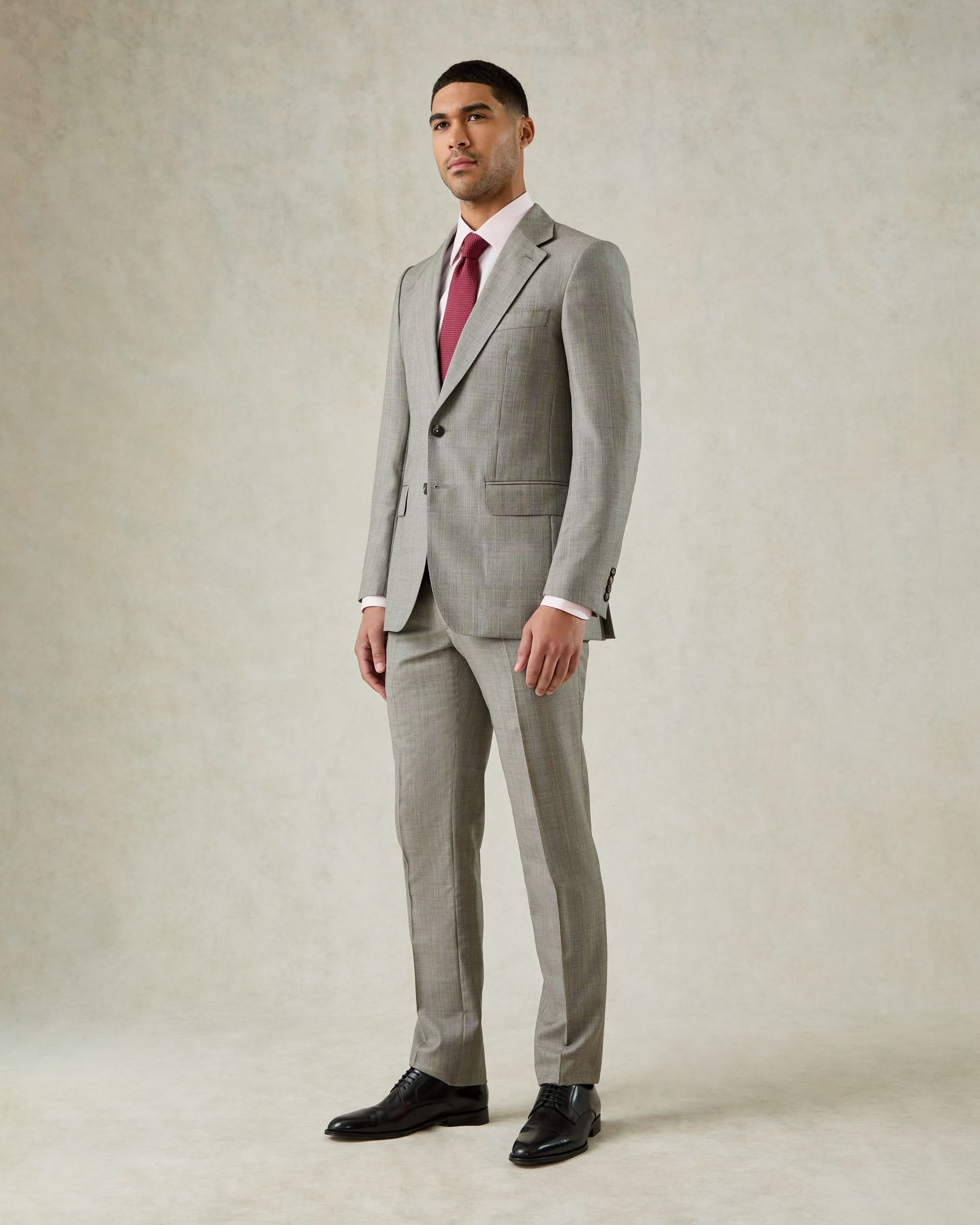 Bass Wool Prince of Wales Check Suit Grey