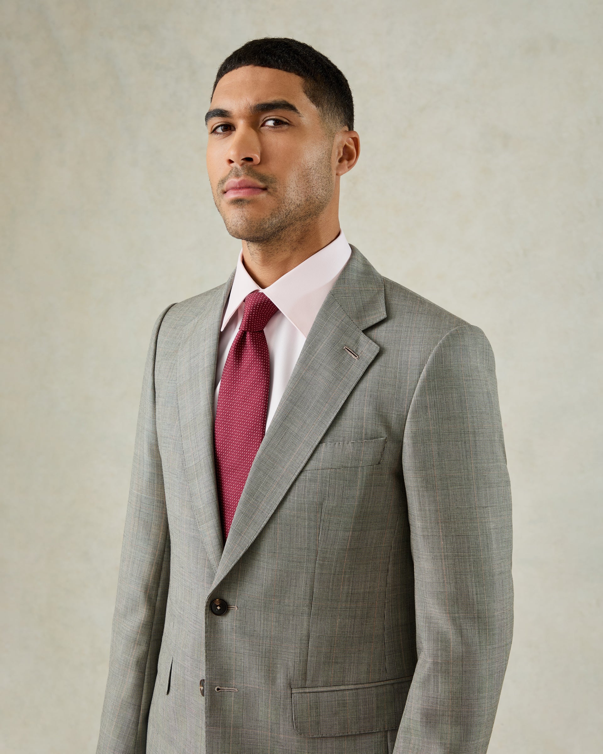 Bass Wool Prince of Wales Check Suit Jacket Grey