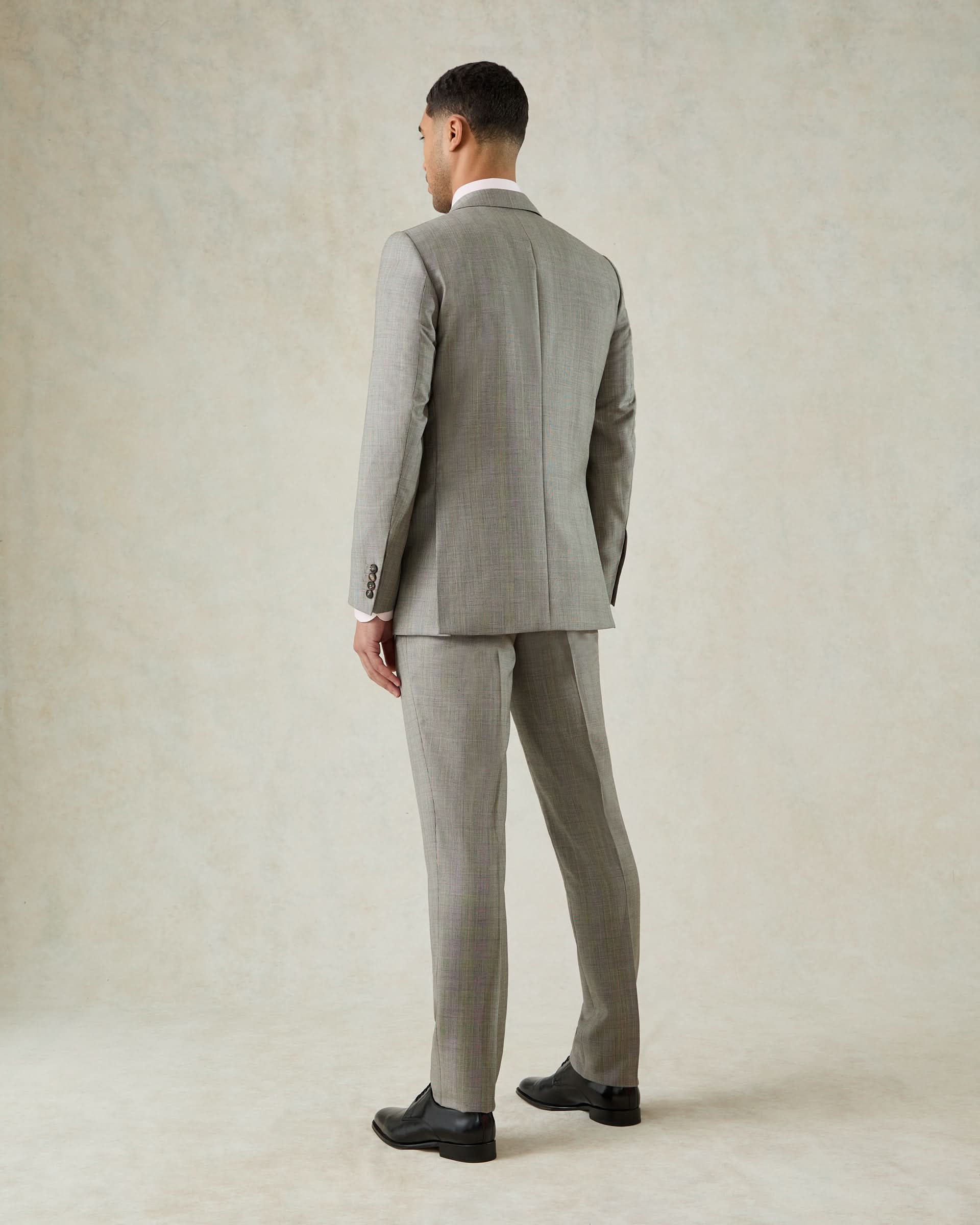Bass Wool Prince of Wales Check Suit Grey