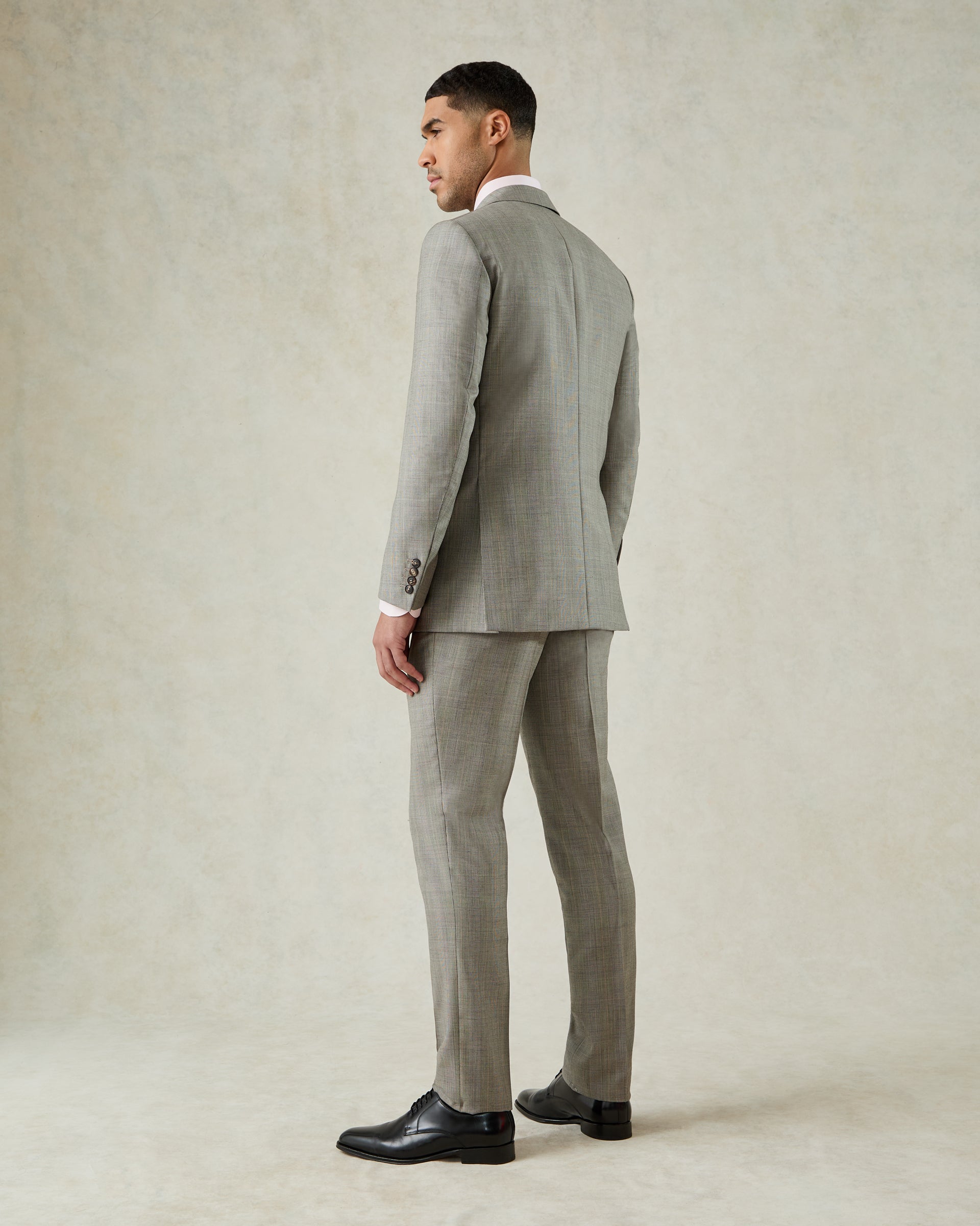 Bass Wool Prince of Wales Check Suit Jacket Grey