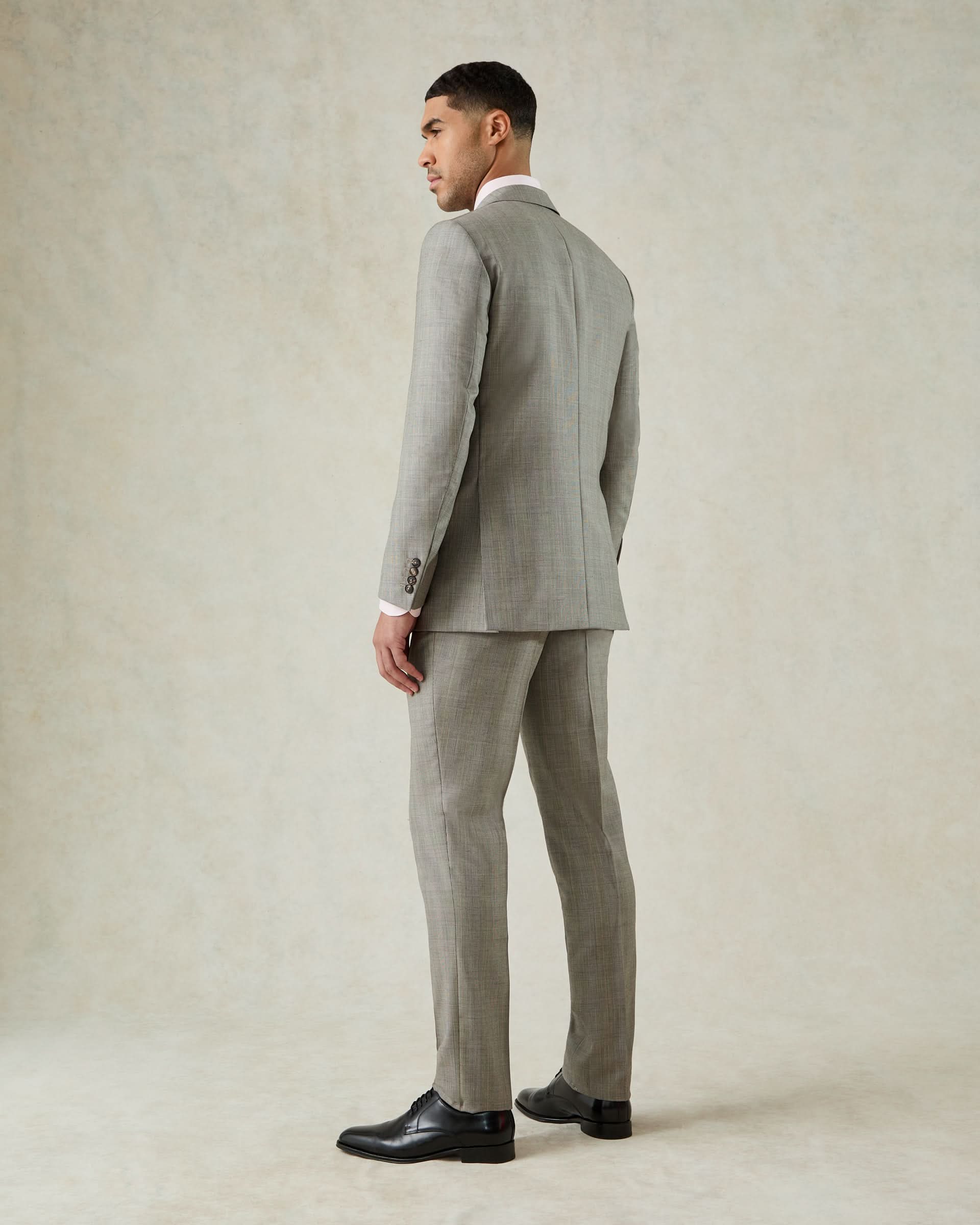 Bass Wool Prince of Wales Check Suit Jacket Grey