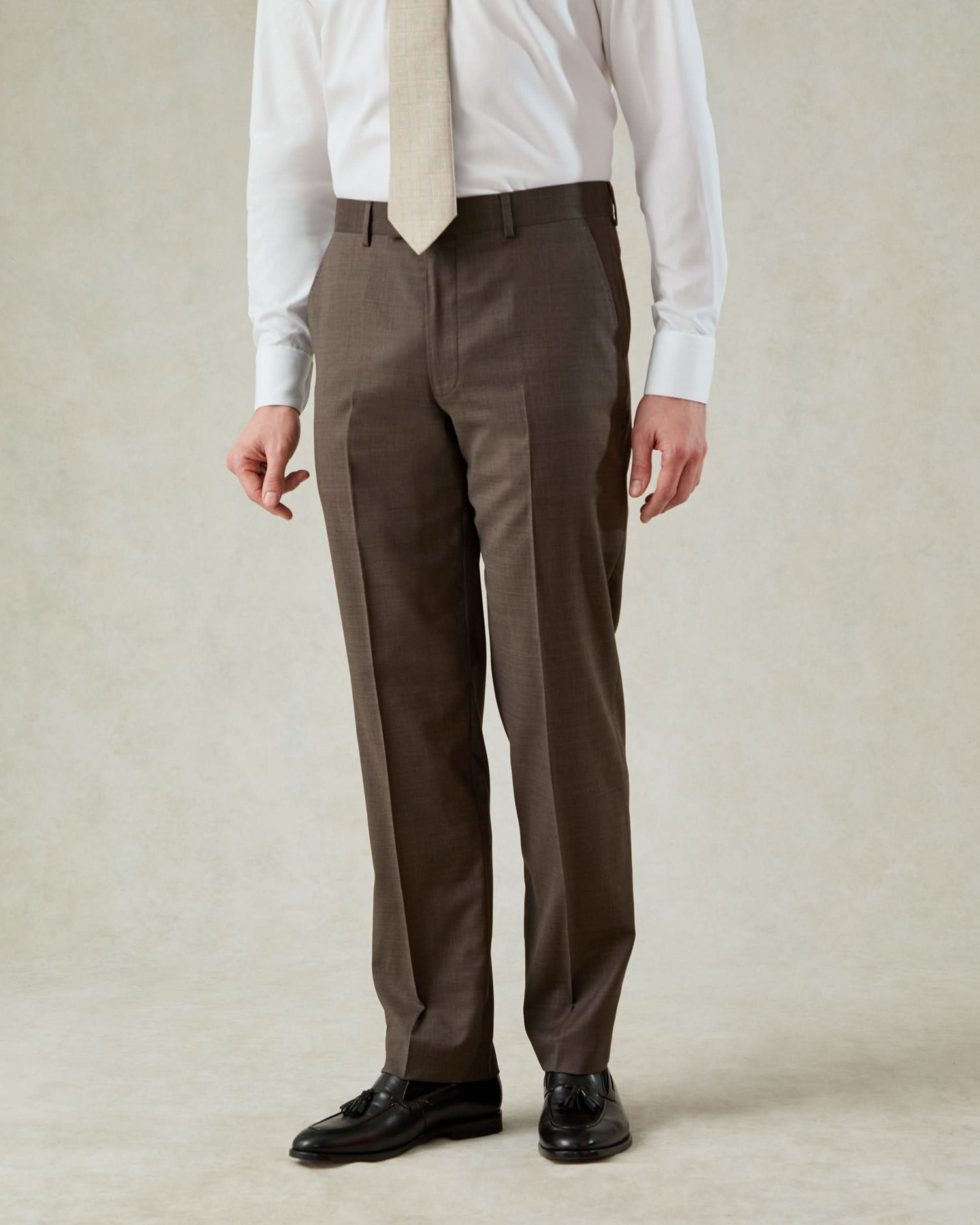 Burton Wool & Cashmere Double Breasted Peak Suit Dark Brown