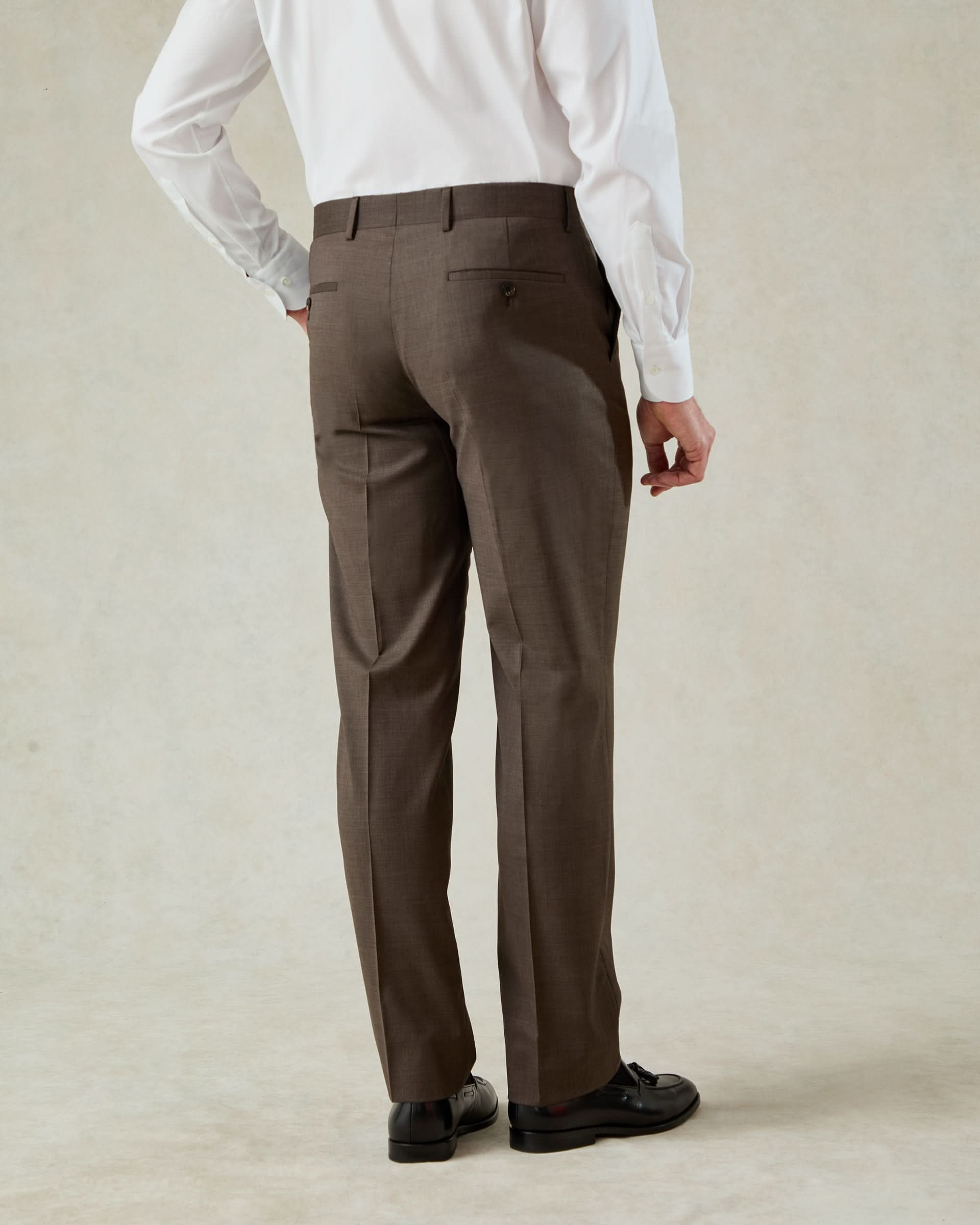 Burton Wool & Cashmere Double Breasted Peak Suit Dark Brown
