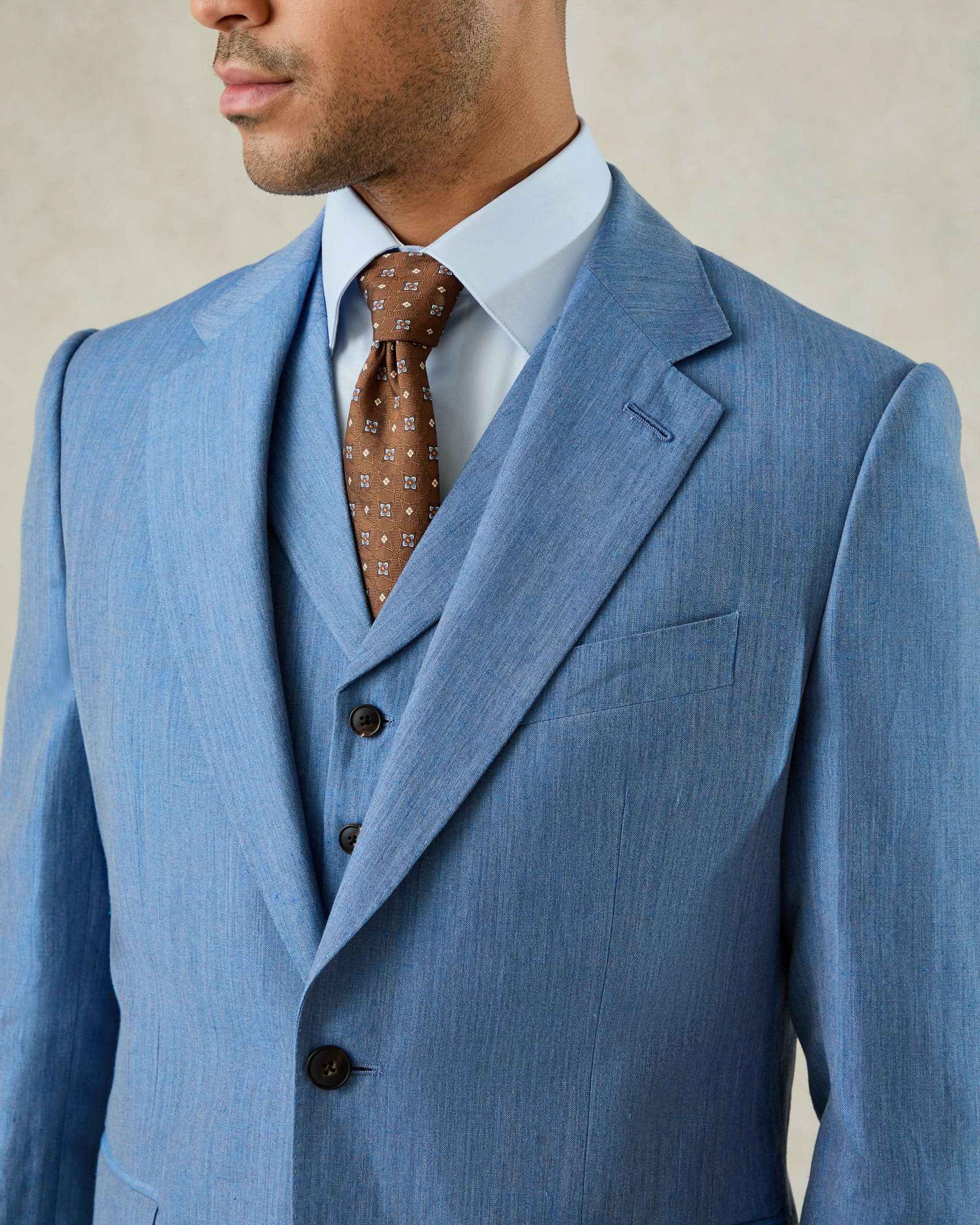Wilson Wool Linen Suit Jacket Mid Blue
