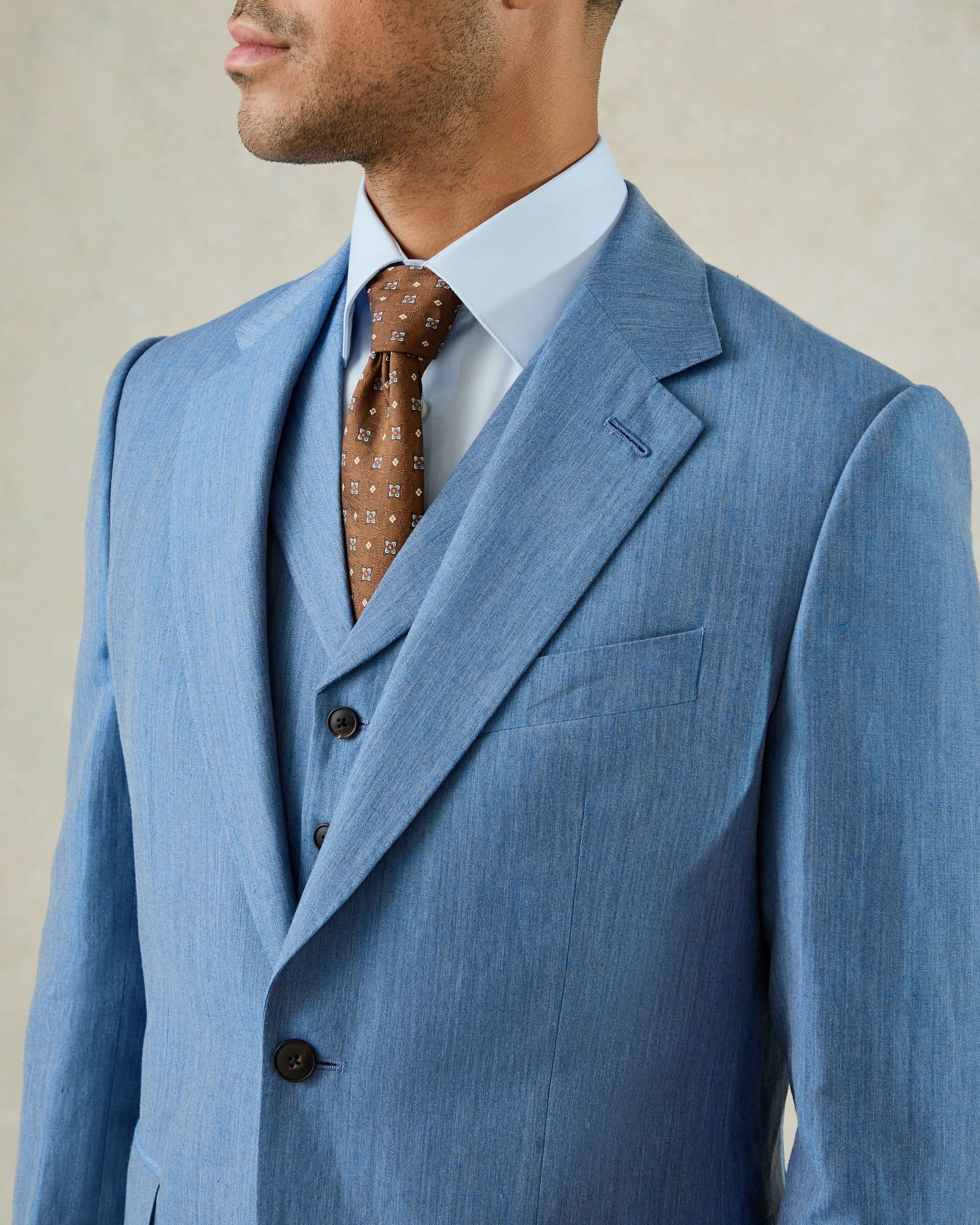 Wilson Linen & Wool Suit Mid Blue