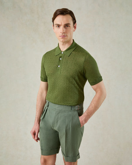 Nelson Linen Cotton Textured Polo Shirt