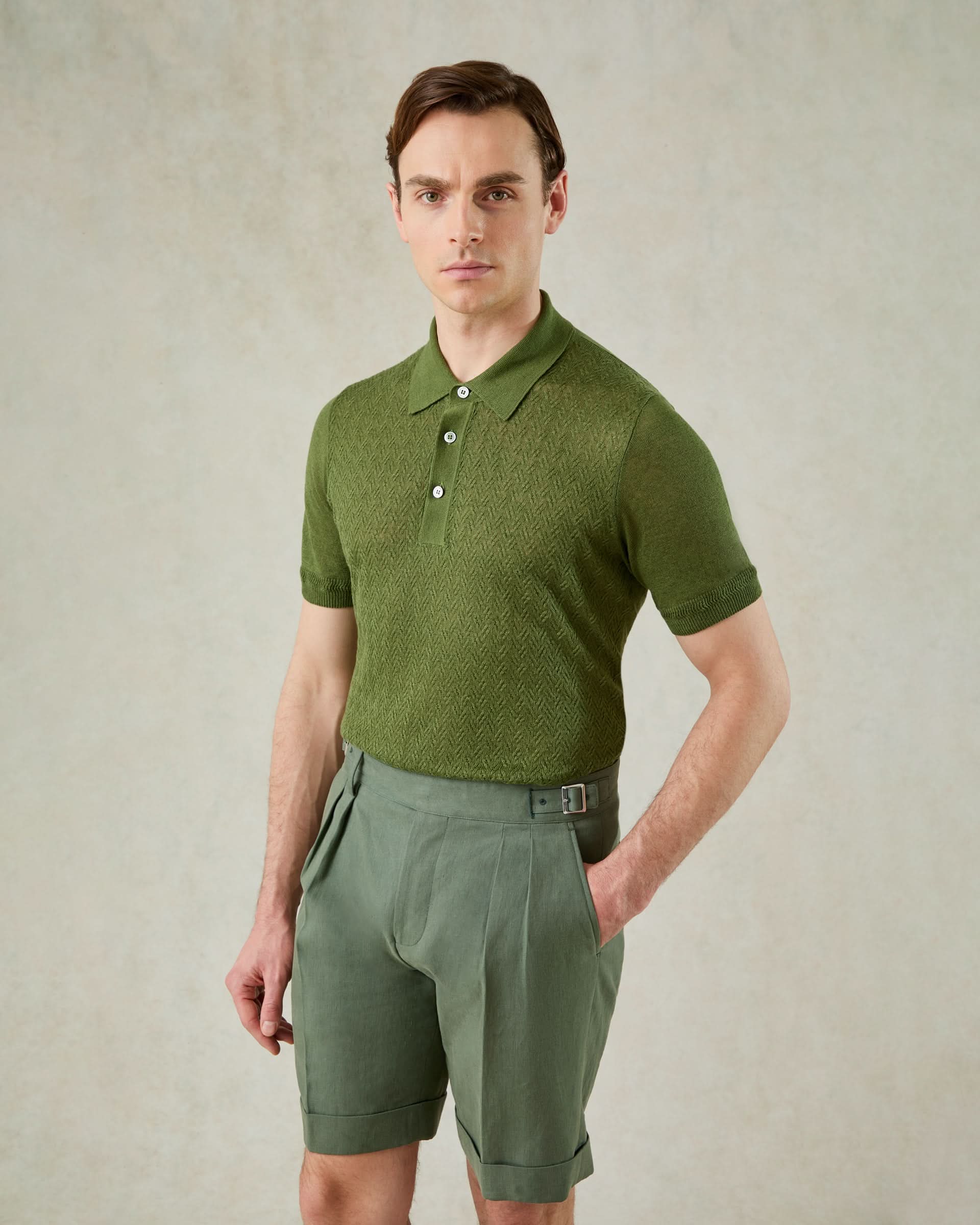 Nelson Linen Cotton Textured Polo Shirt