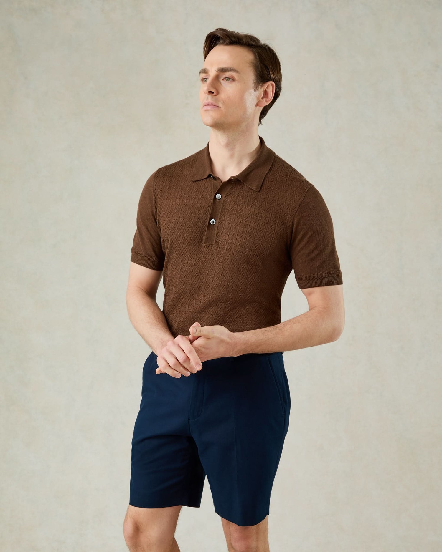 Nelson Linen Cotton Textured Polo Shirt