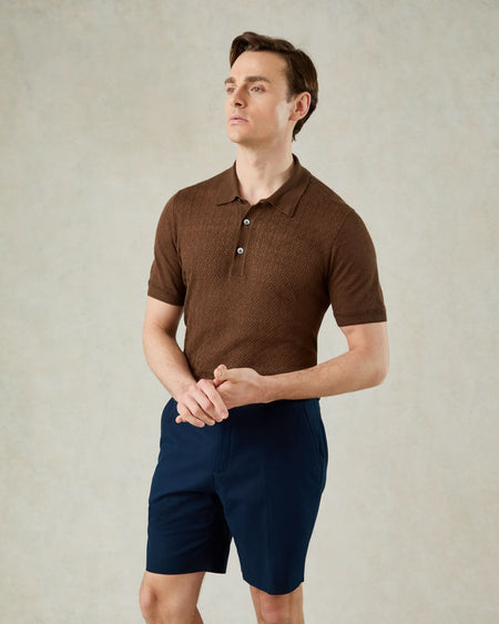 Nelson Linen Cotton Textured Polo Shirt