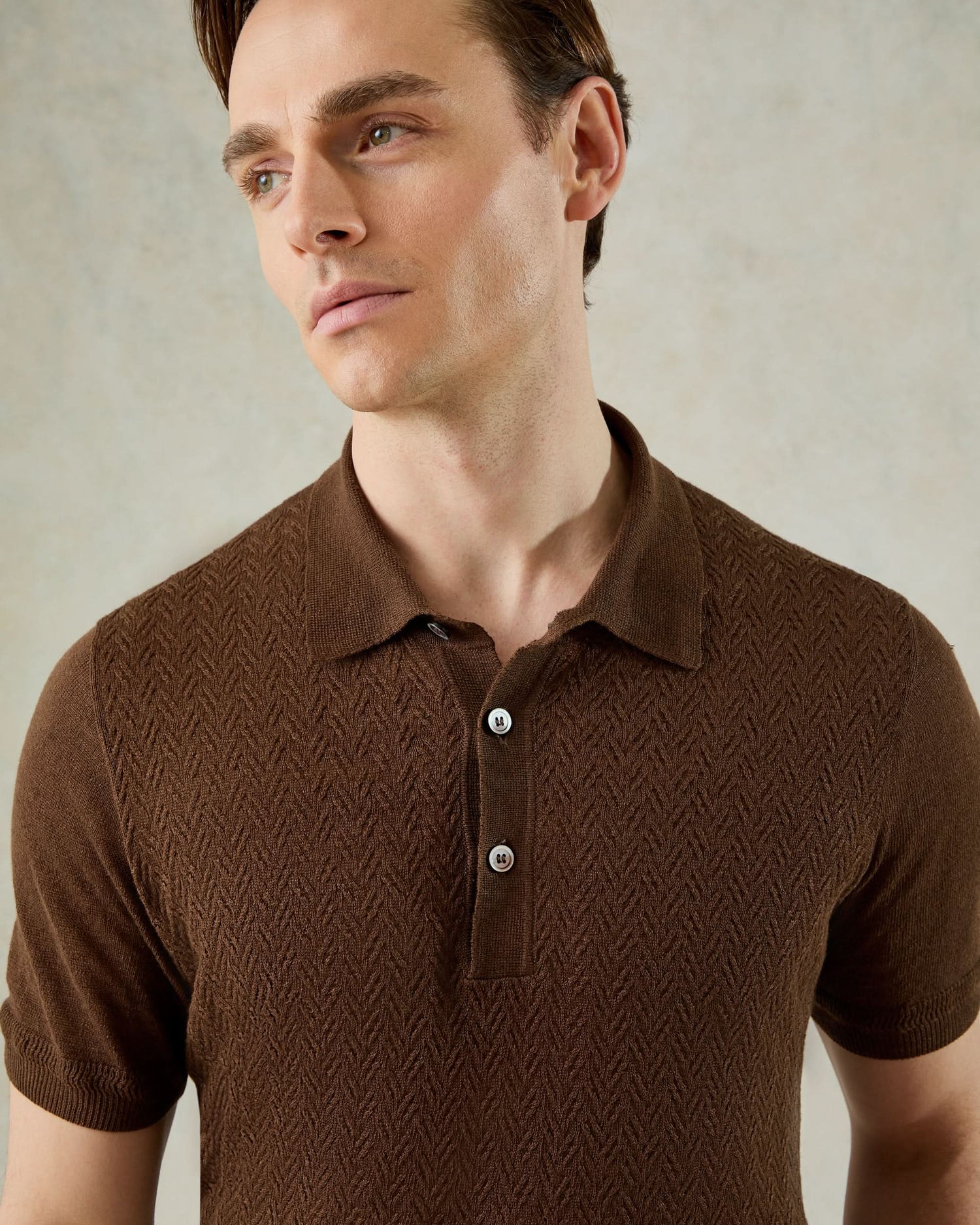 Nelson Linen Cotton Textured Polo Shirt
