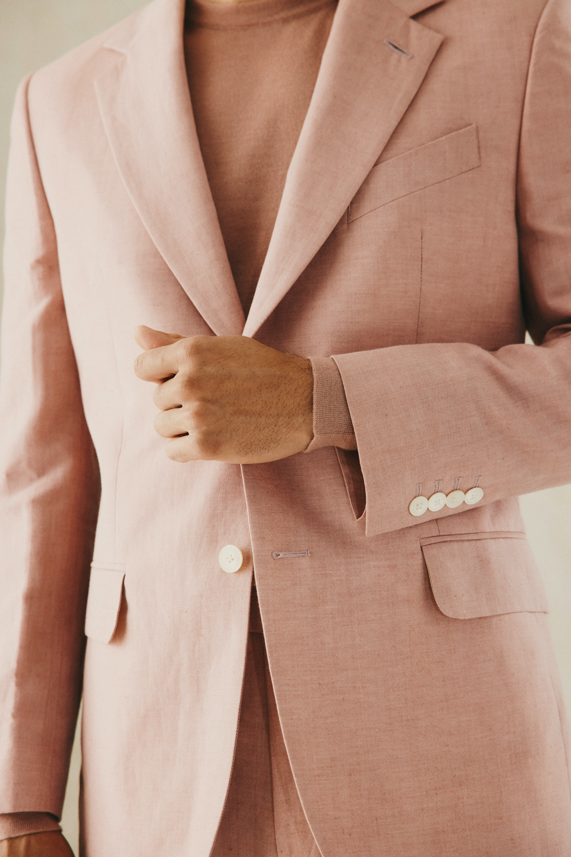 Lockyer Wool & Linen Blend Suit Jacket Pink