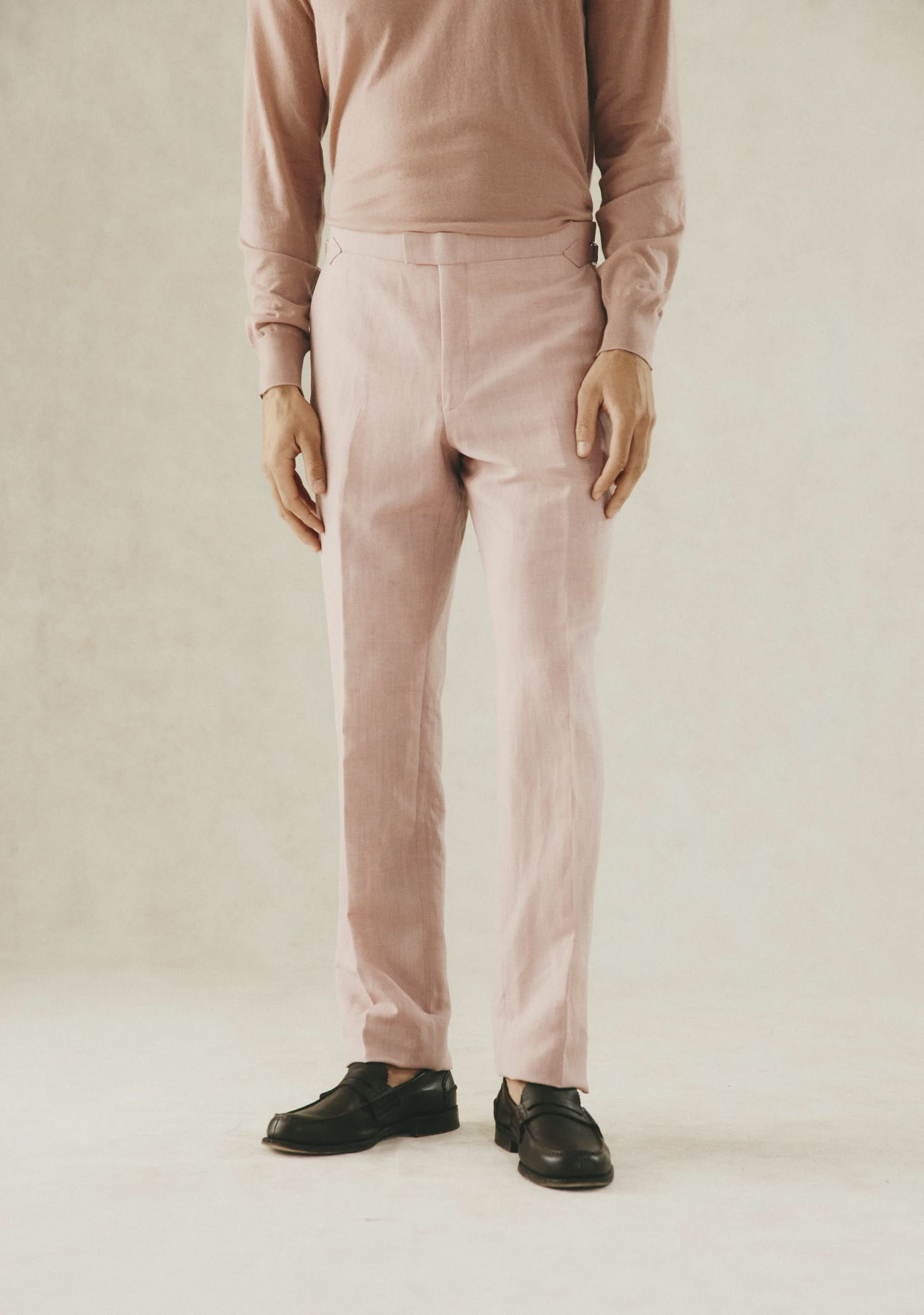 Lockyer Wool Linen Suit Trouser Pink