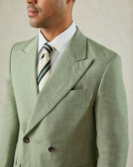 Luce Wool & Linen Double Breasted Suit Green