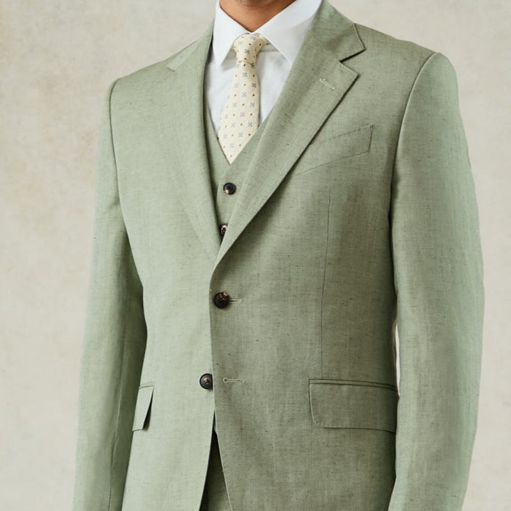 Luce Wool Linen Suit Jacket Green