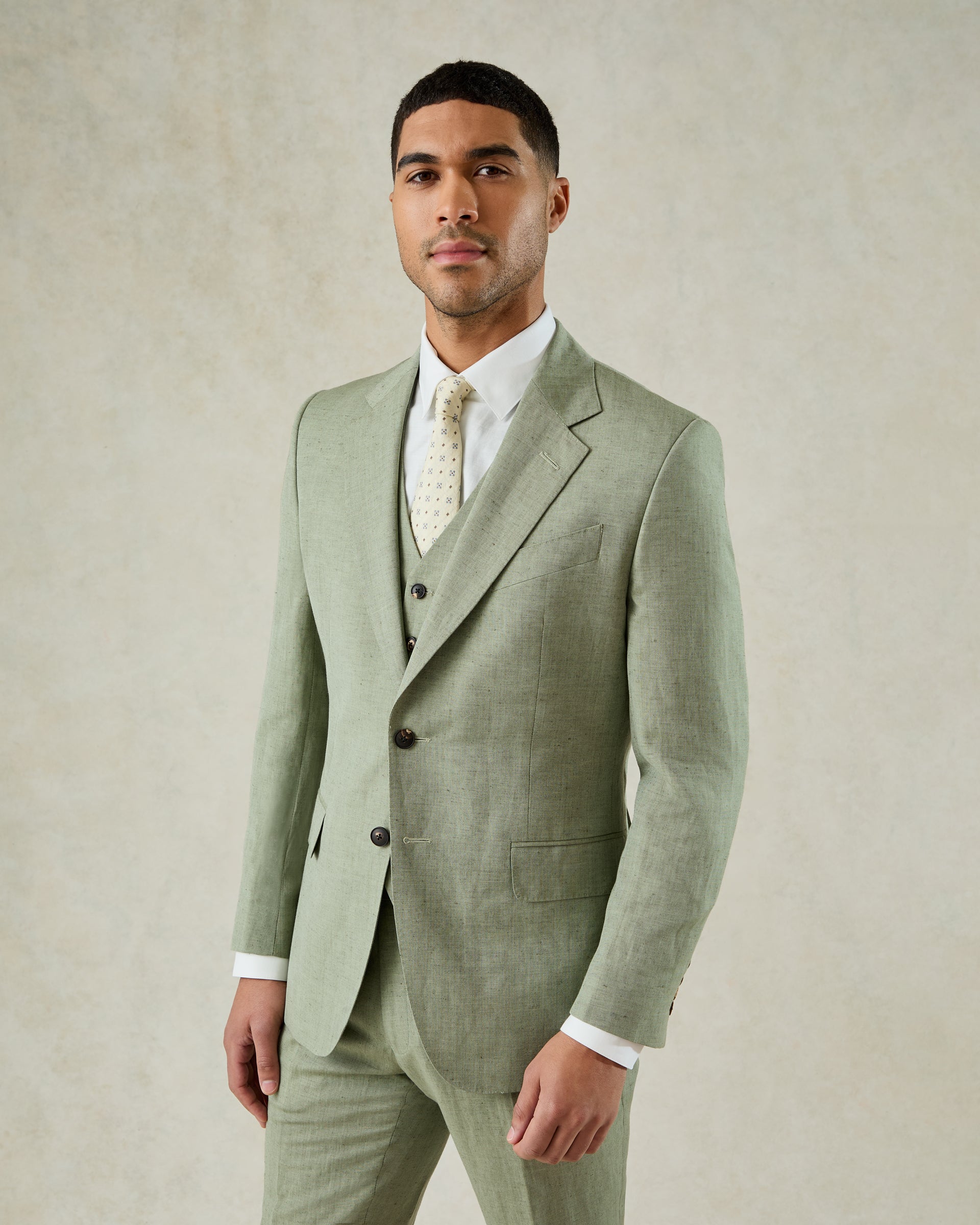 Luce Wool Linen Suit Jacket Green