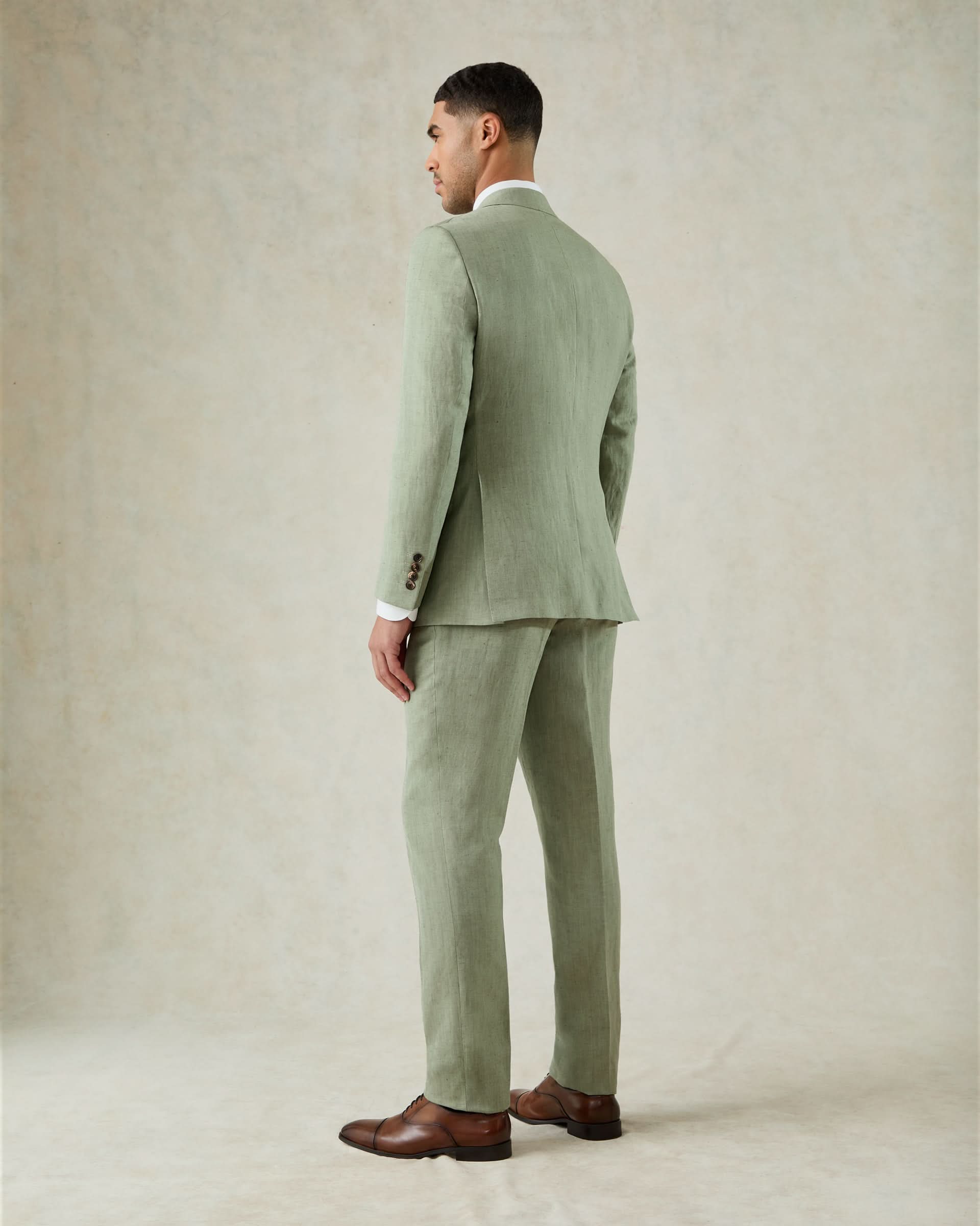 Luce Wool & Linen Double Breasted Jacket Green