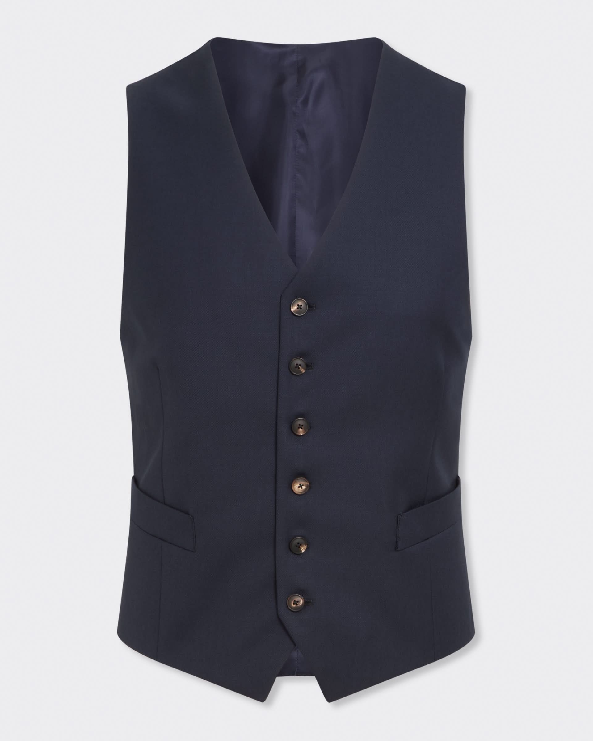 Doughty Wool Twill Suit Waistcoat Navy
