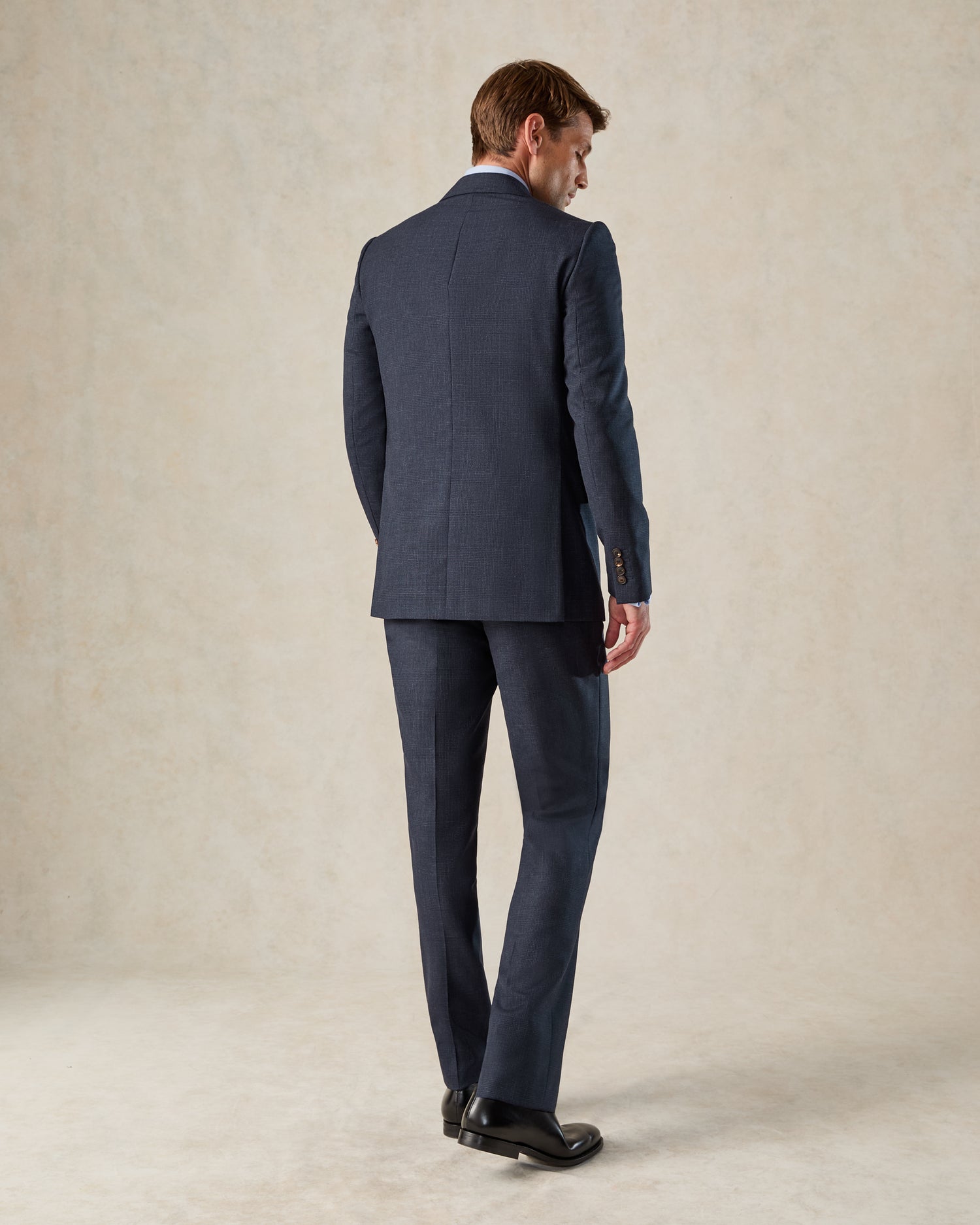 Holbech Virgin Wool Check Suit Navy