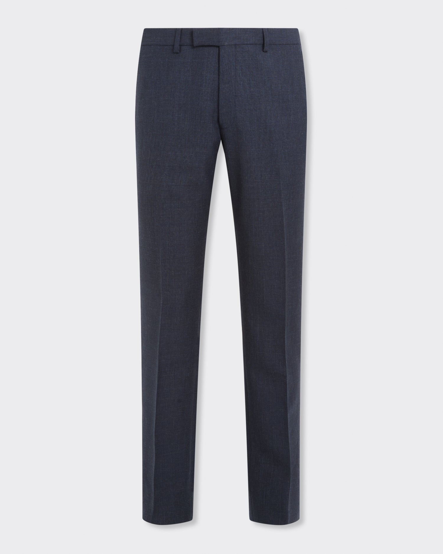 Holbech Virgin Wool Check Suit Trouser Navy