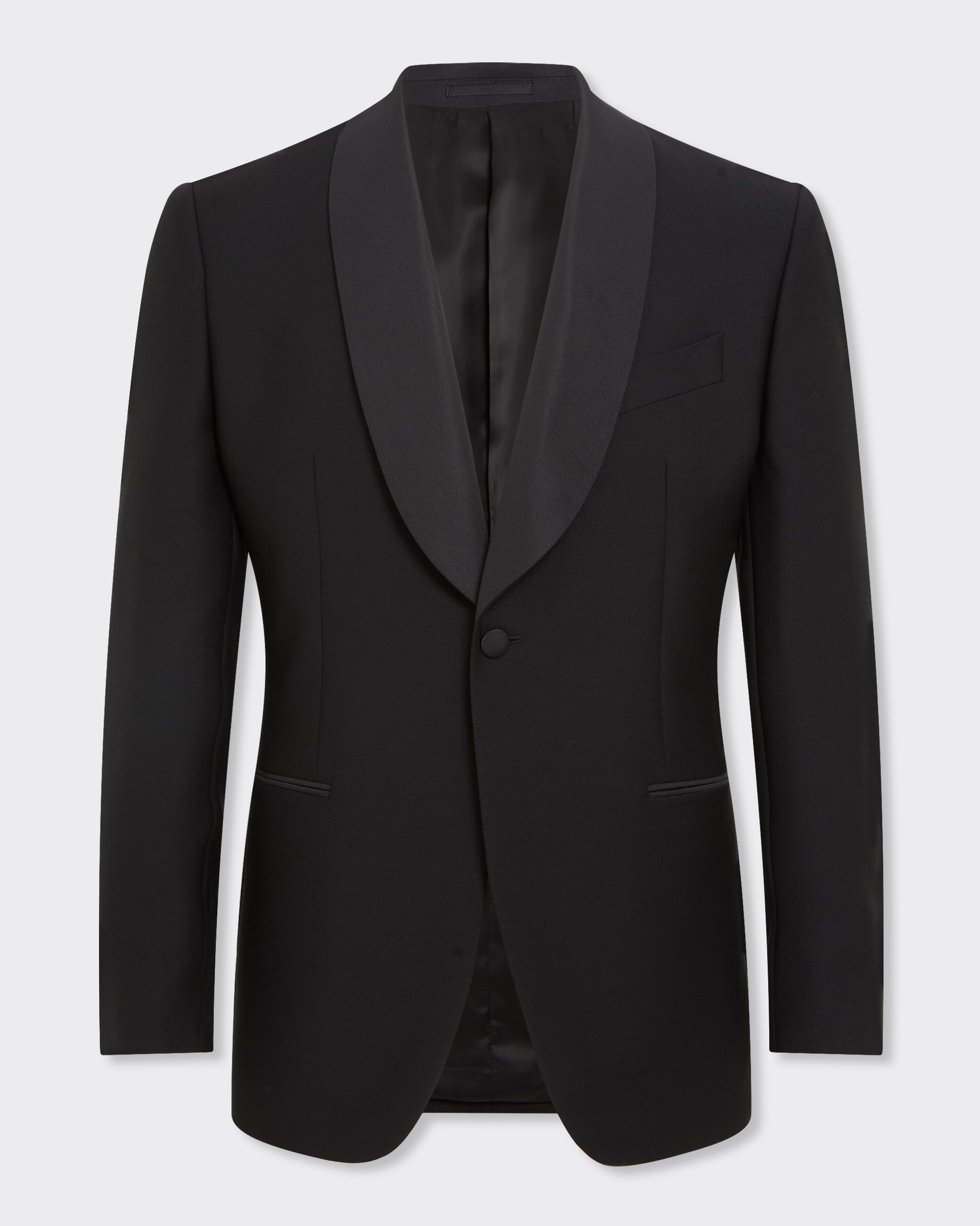 Shelford Black Wool Mohair Barathea Shawl Dinner Jacket