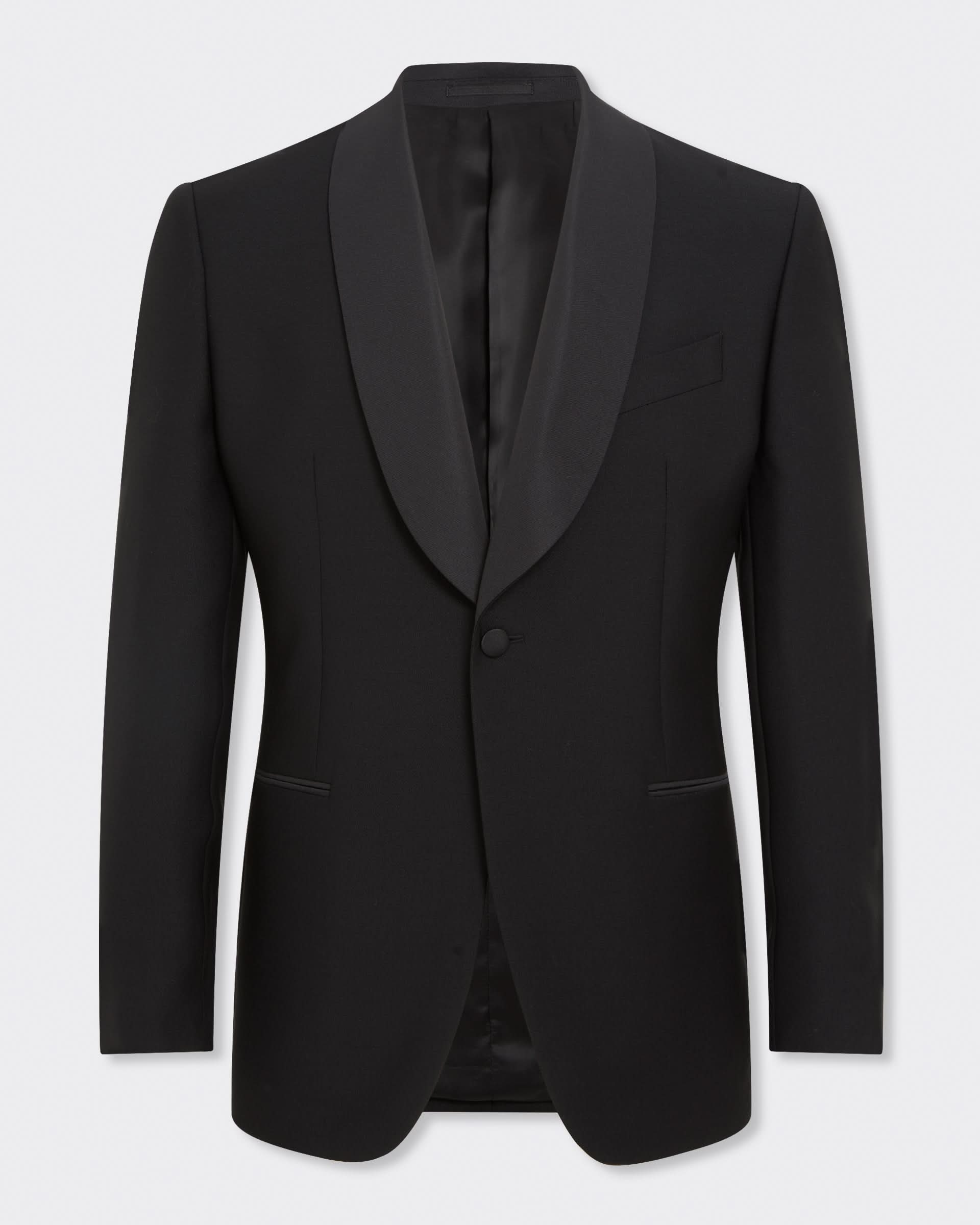 Shelford Black Wool Mohair Barathea Shawl Dinner Jacket
