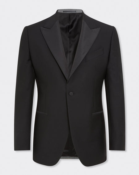 Shelford Wool & Mohair Dinner Jacket in Black Barathea