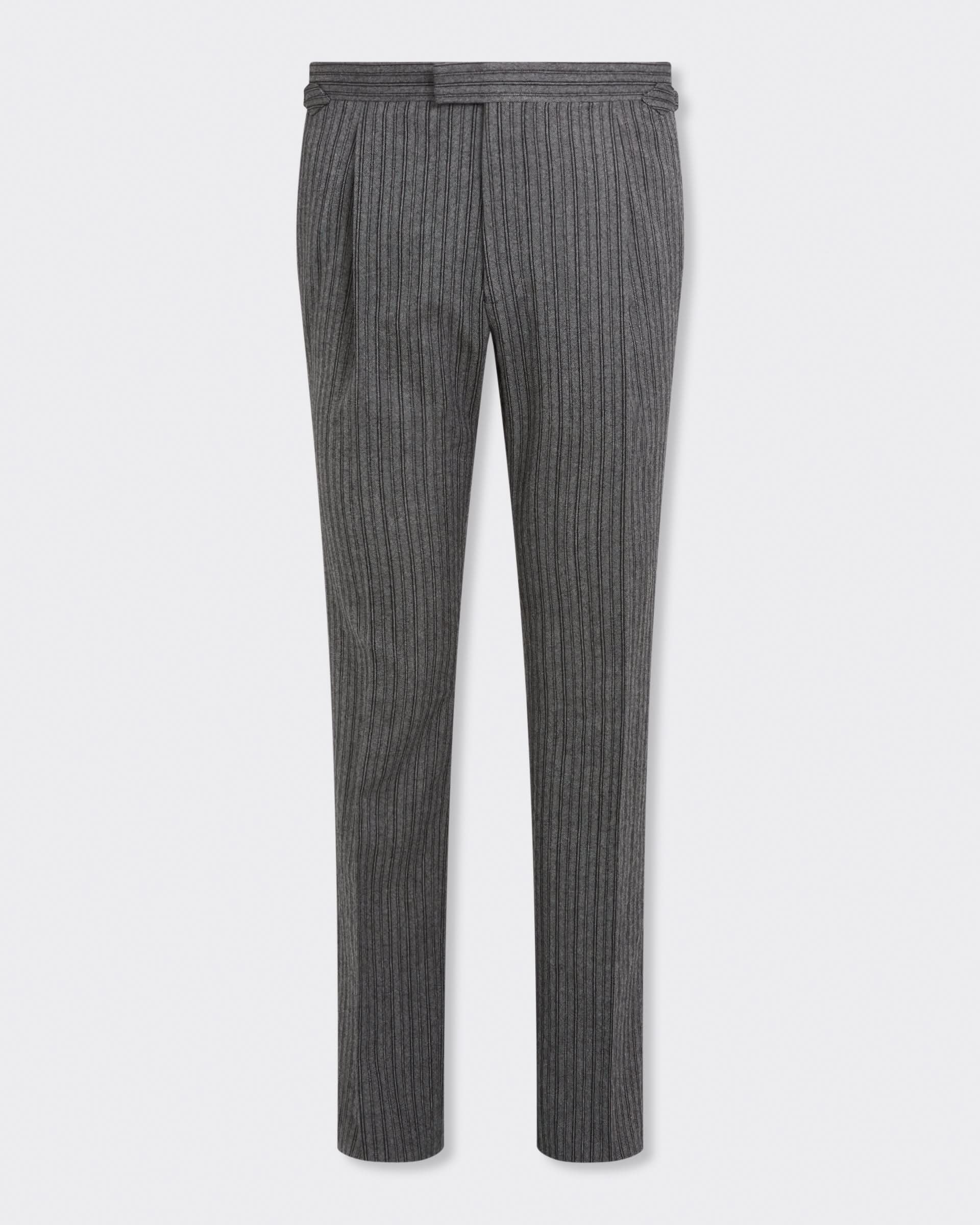 Gladstone Wool Morning Stripe Wool Dress Trouser Grey