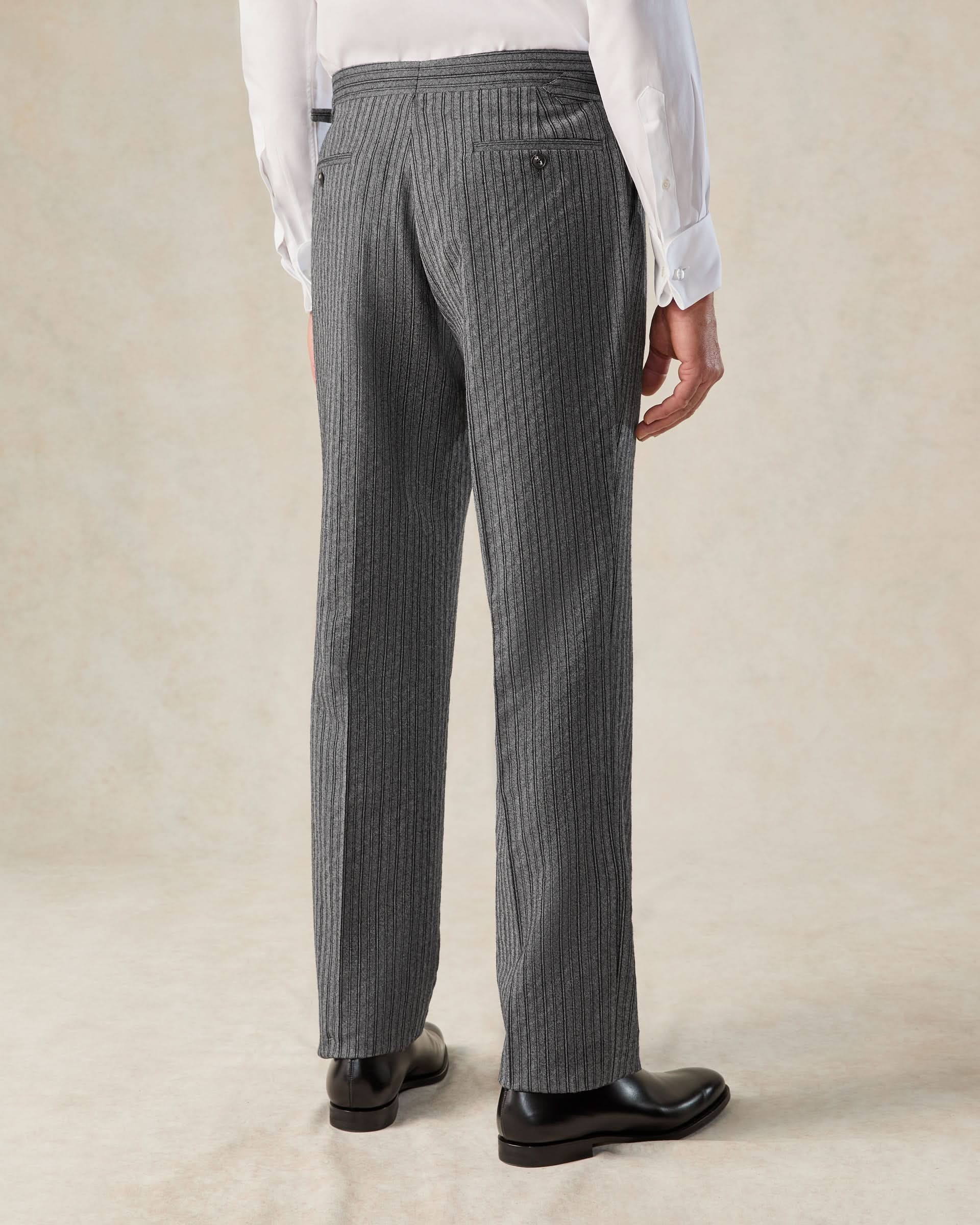 Gladstone Wool Morning Stripe Wool Dress Trouser Grey
