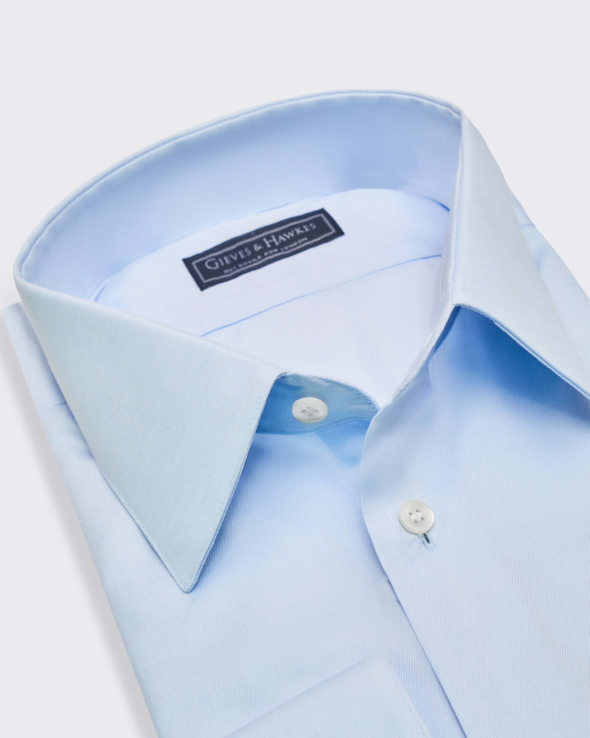 Leveson Cotton Twill Single Cuff Shirt Blue